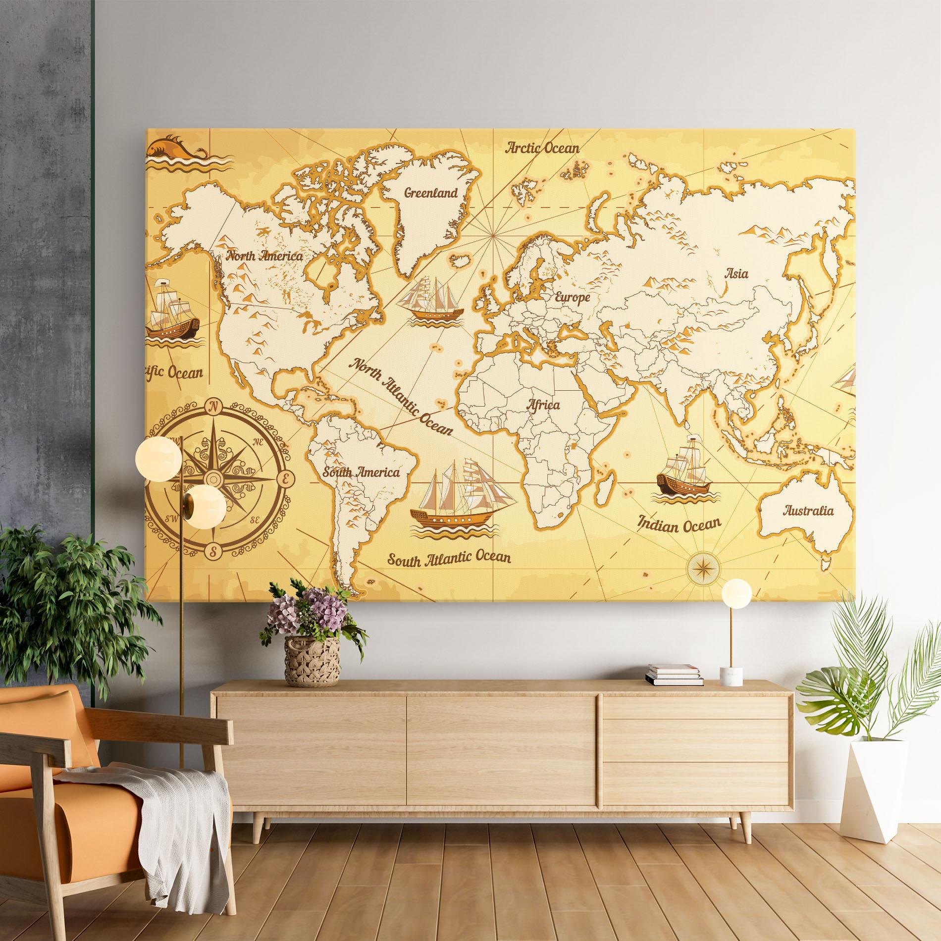 Leinwandbild Gold Vintage Map mockup 9