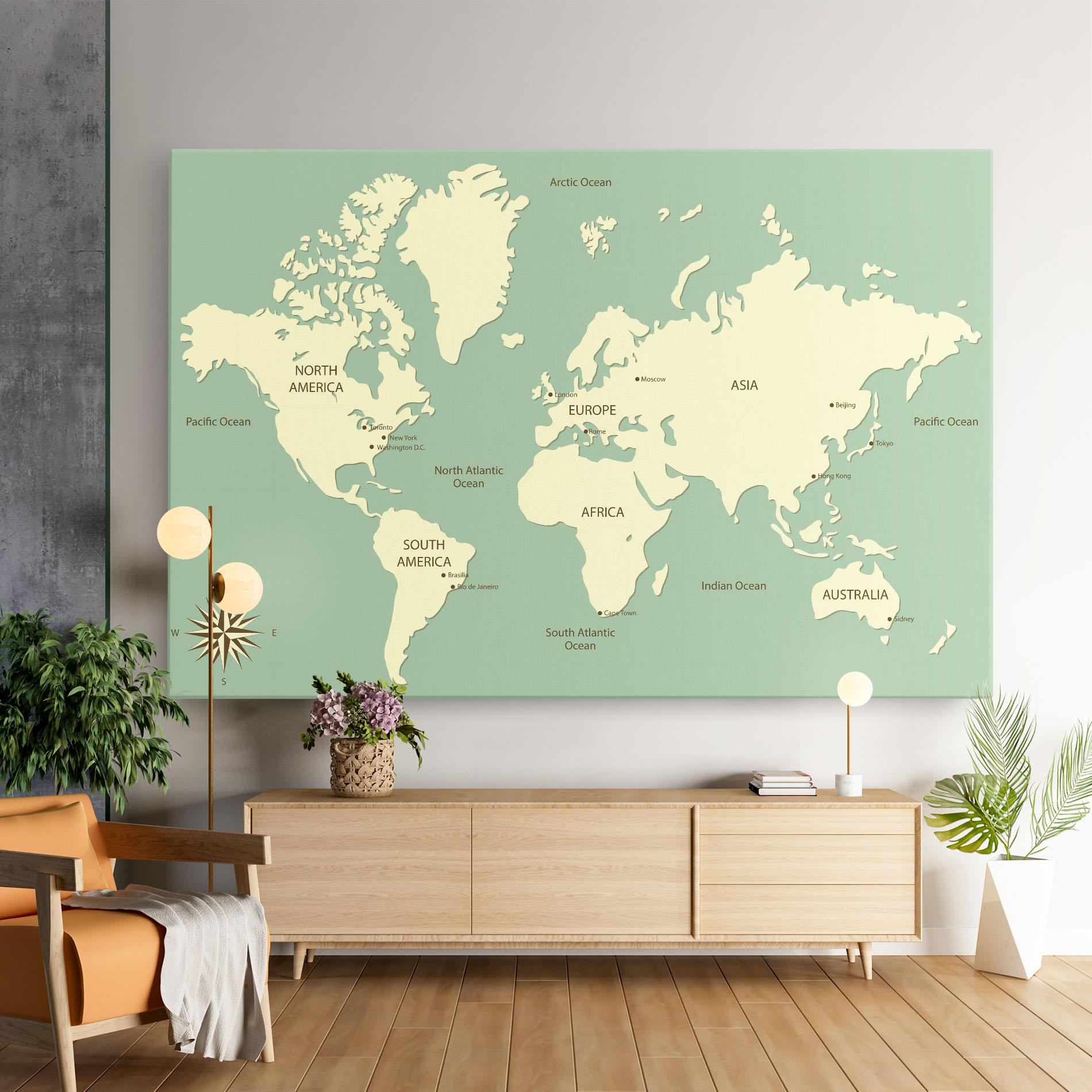 Leinwandbild Green Cream Map mockup 9