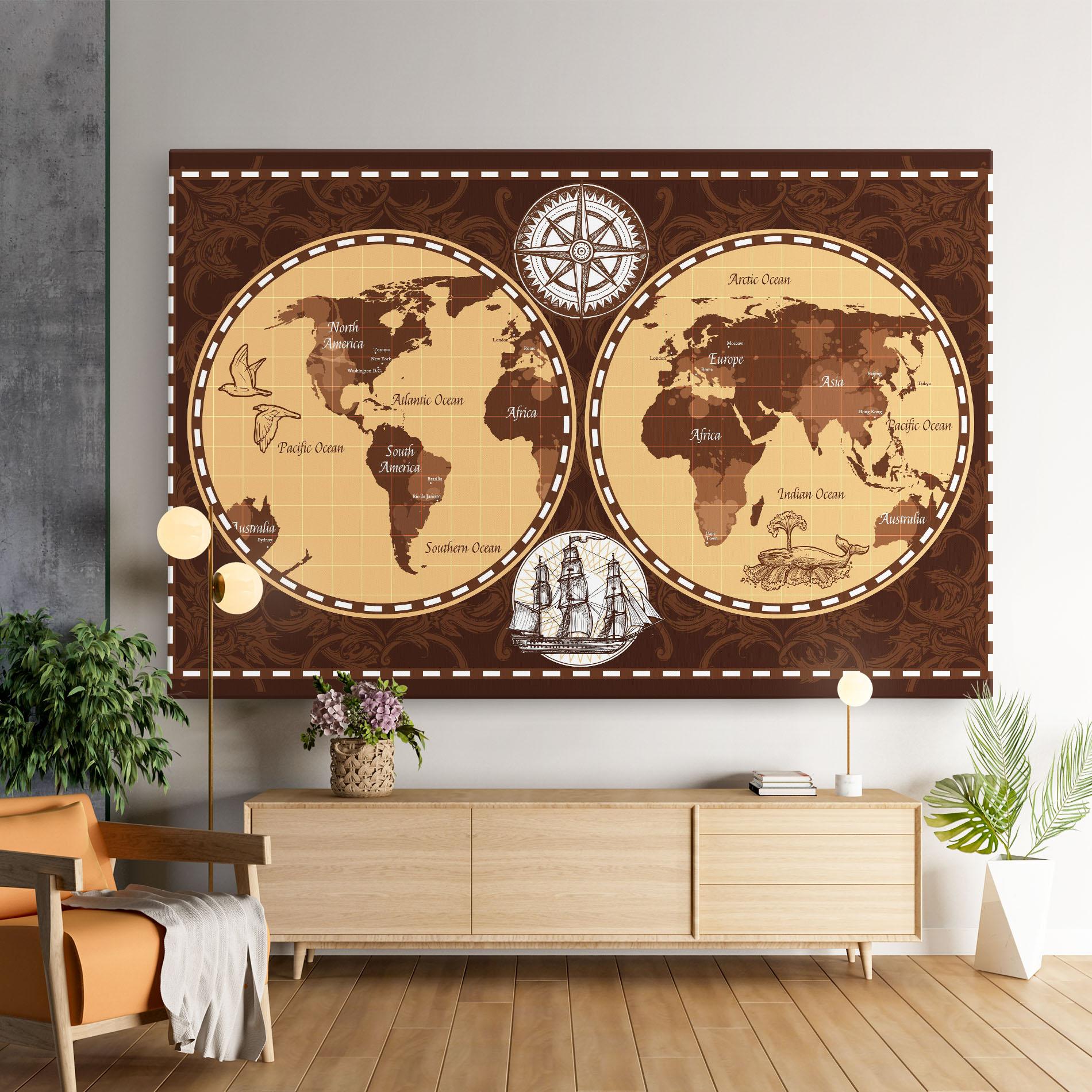 Leinwandbild Old Brown Map mockup 9