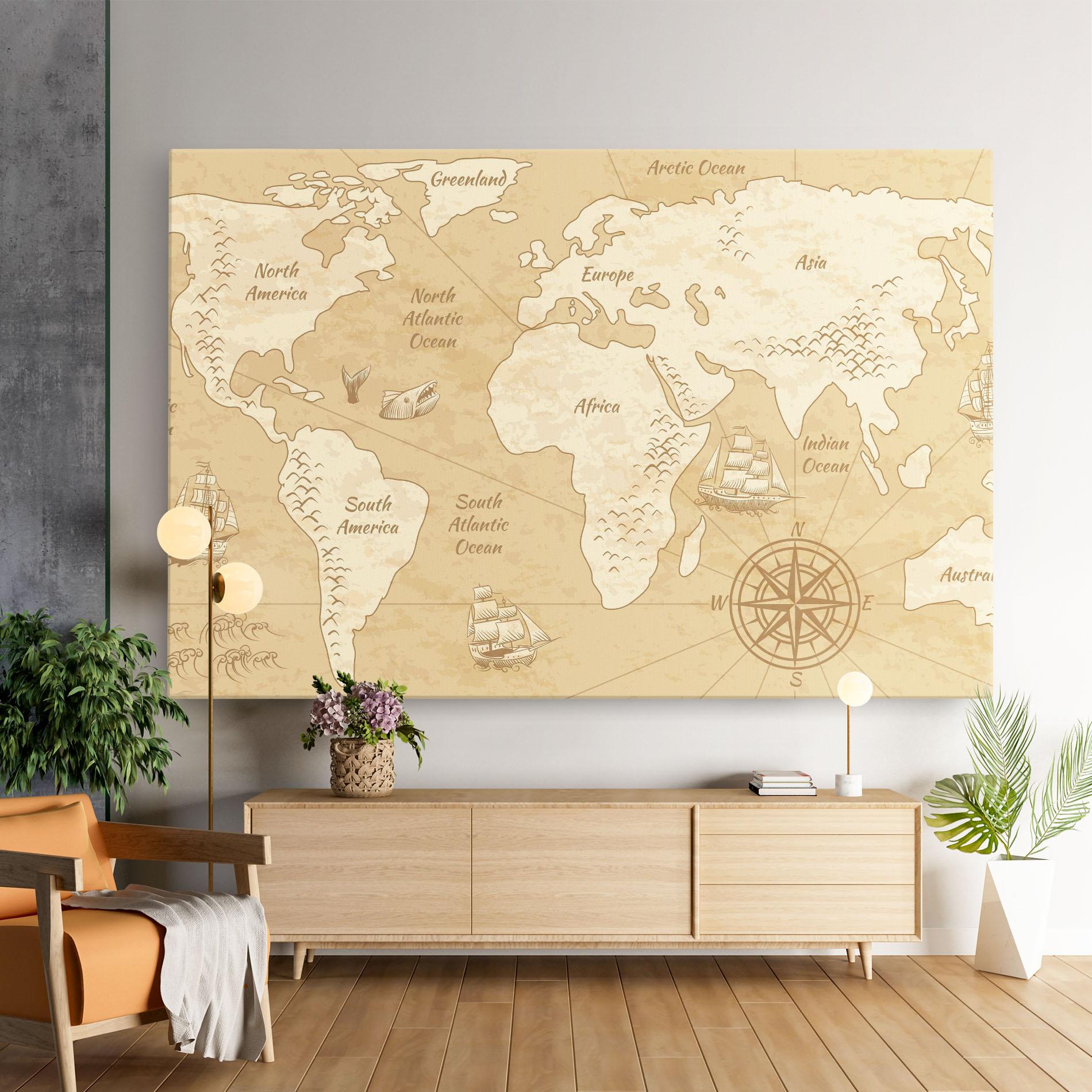 Leinwandbild Old Continents Map mockup 9