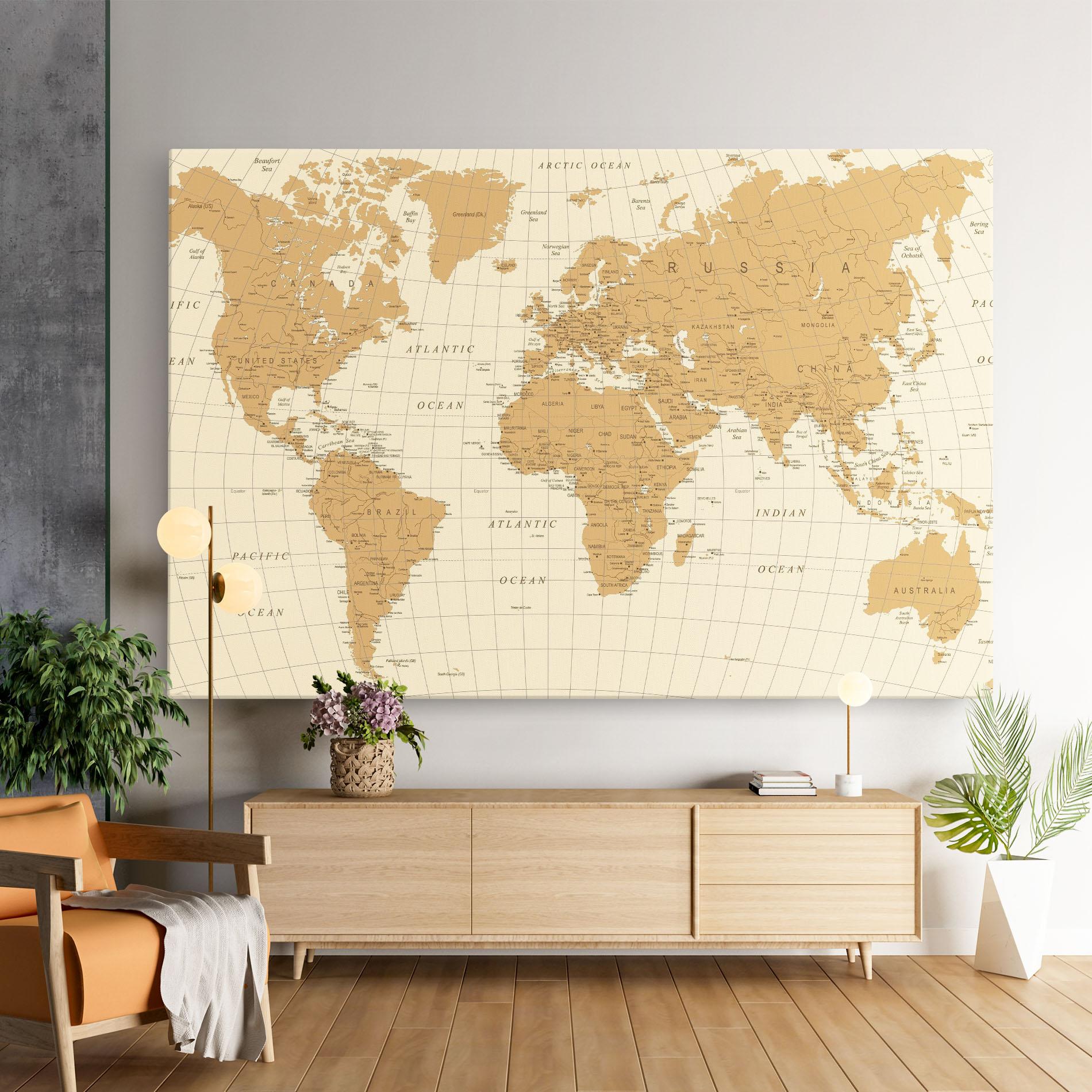 Leinwandbild Old Map Cream mockup 9