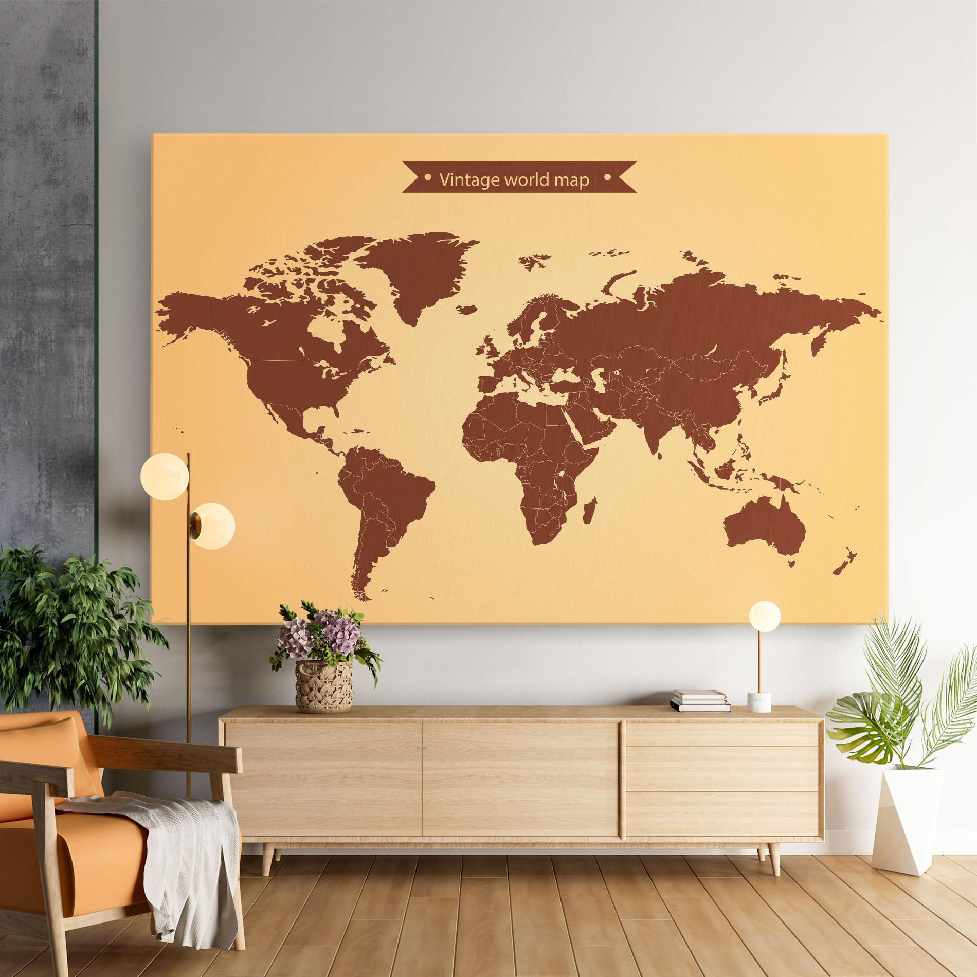 Leinwandbild Vintage World Map mockup 9