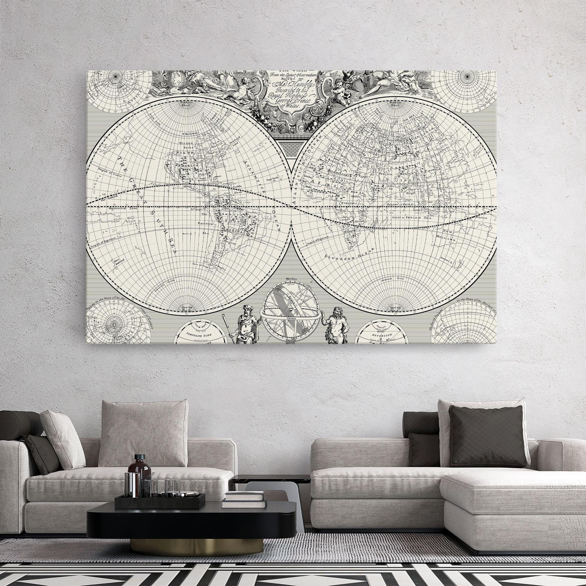 Leinwandbild Black White Map mockup 2