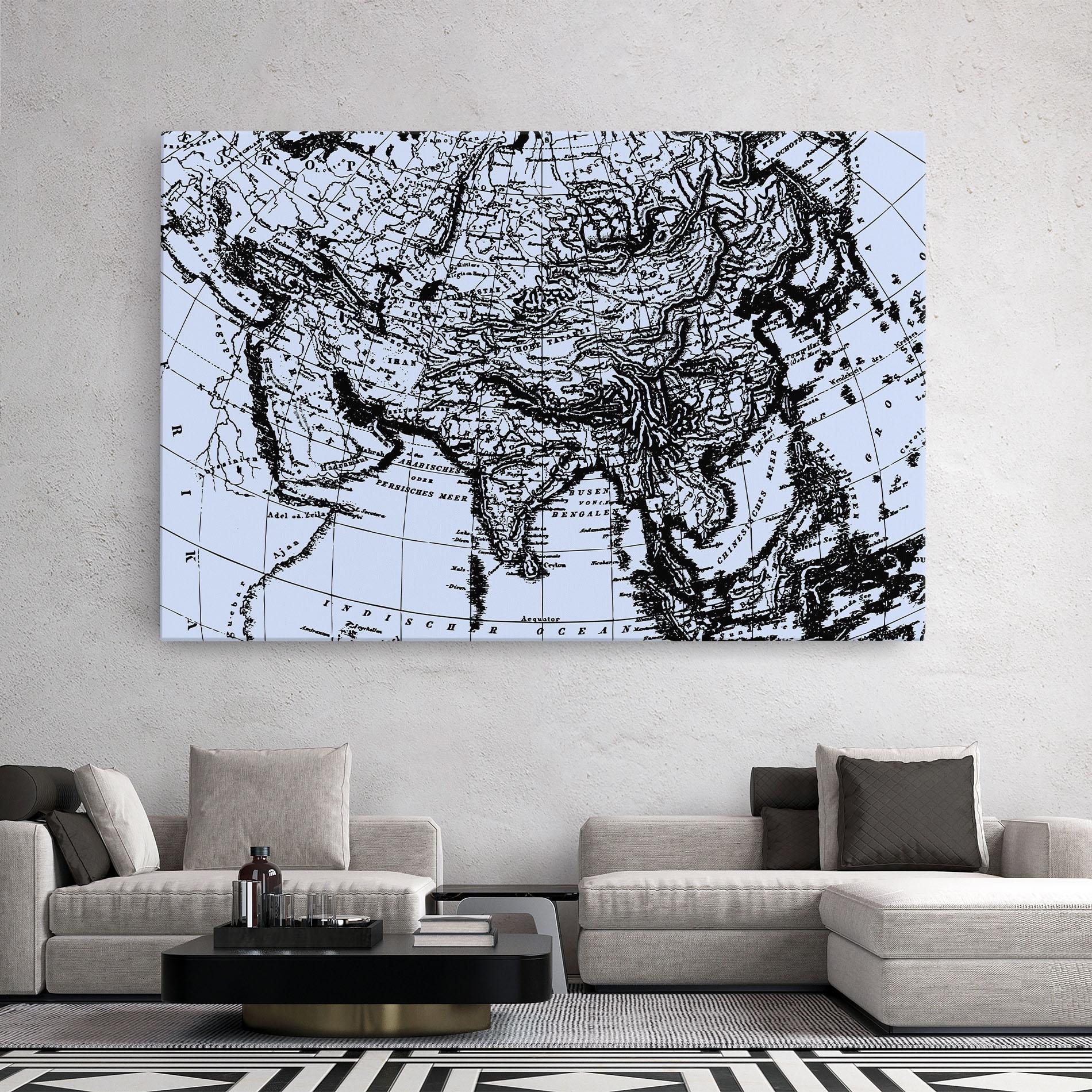 Leinwandbild Blue Old Map mockup 2