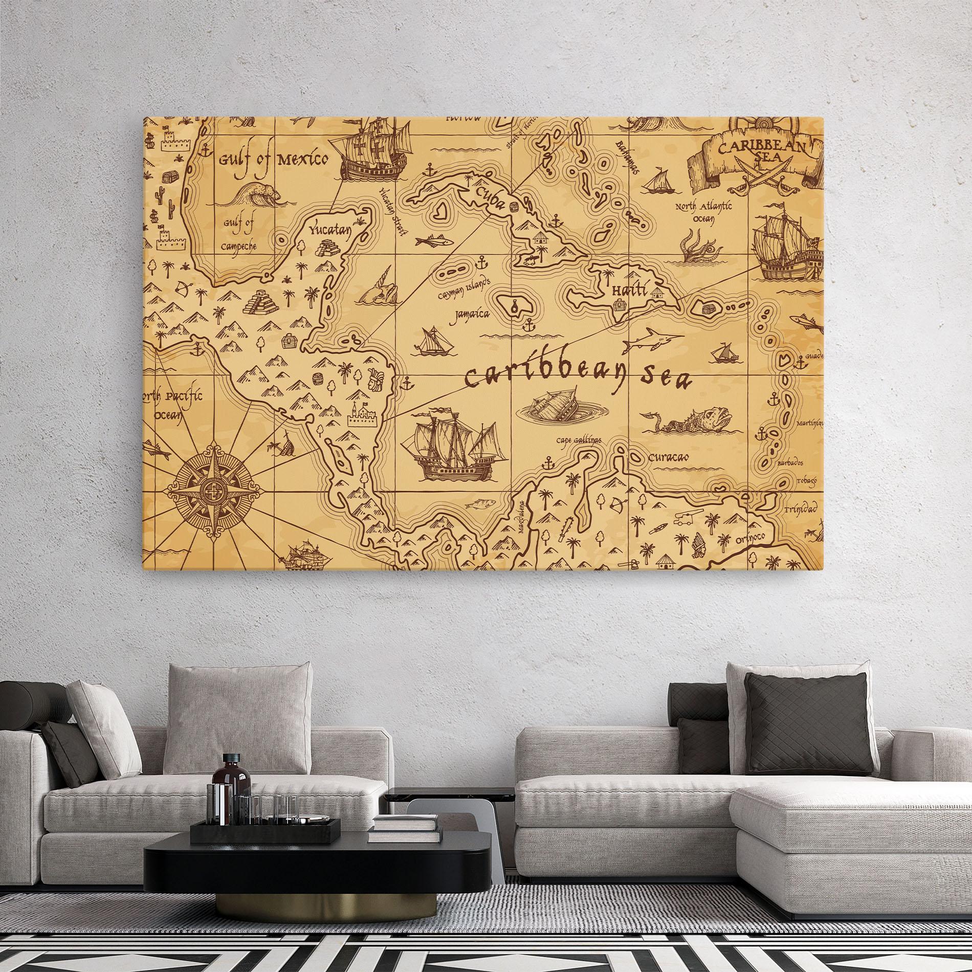 Leinwandbild Caribbean Sea Map mockup 2