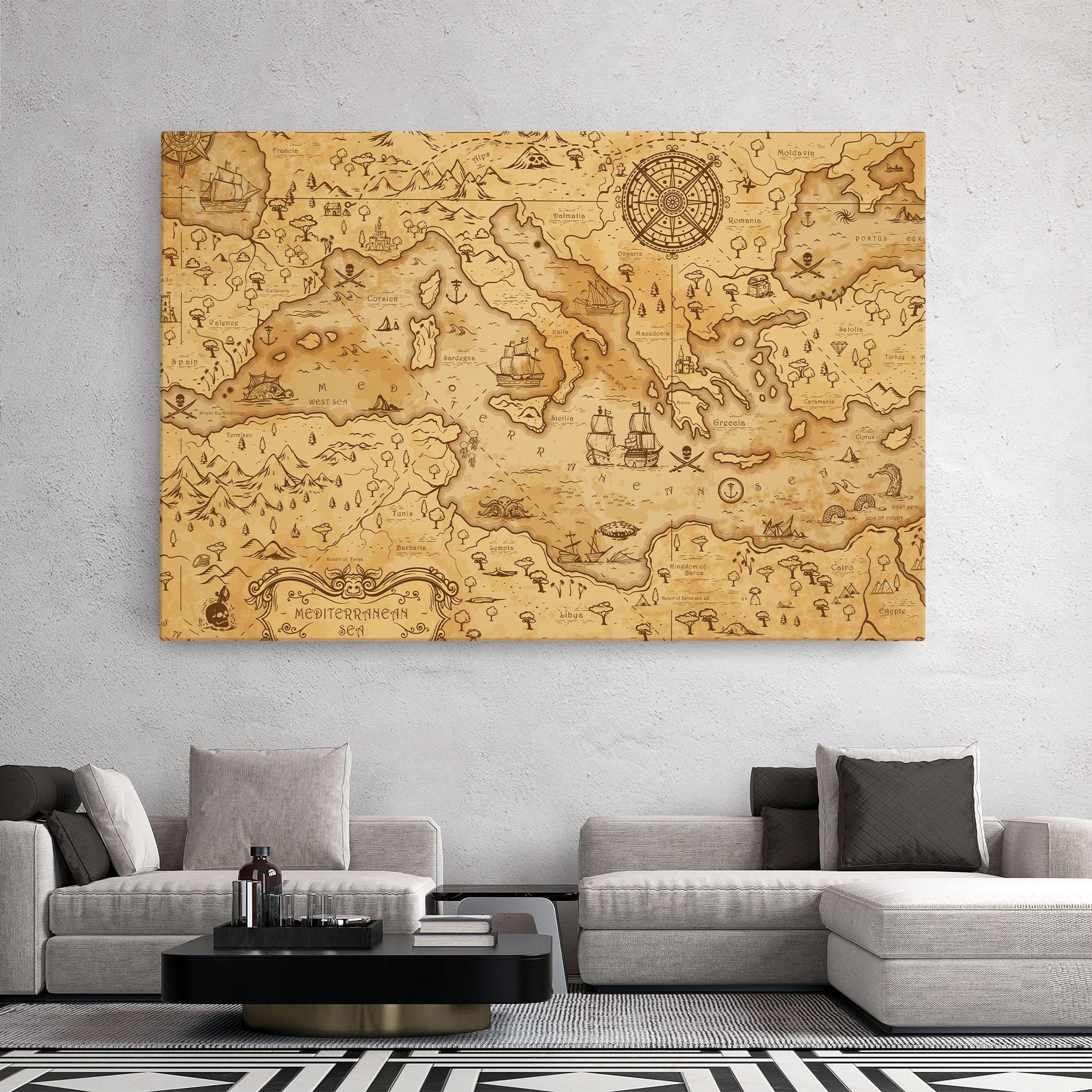Leinwandbild Cream Brown Map mockup 2