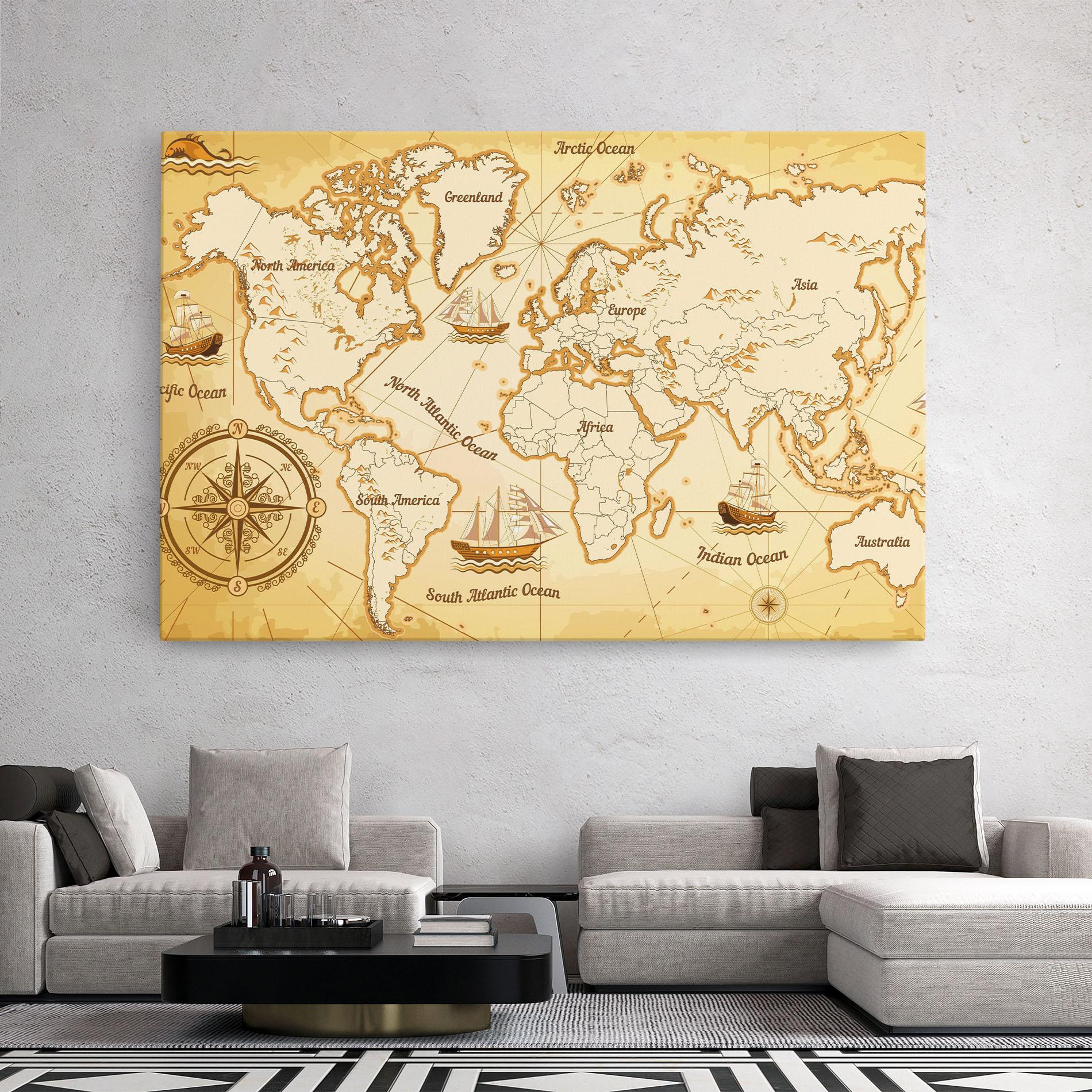Leinwandbild Gold Old Map mockup 2