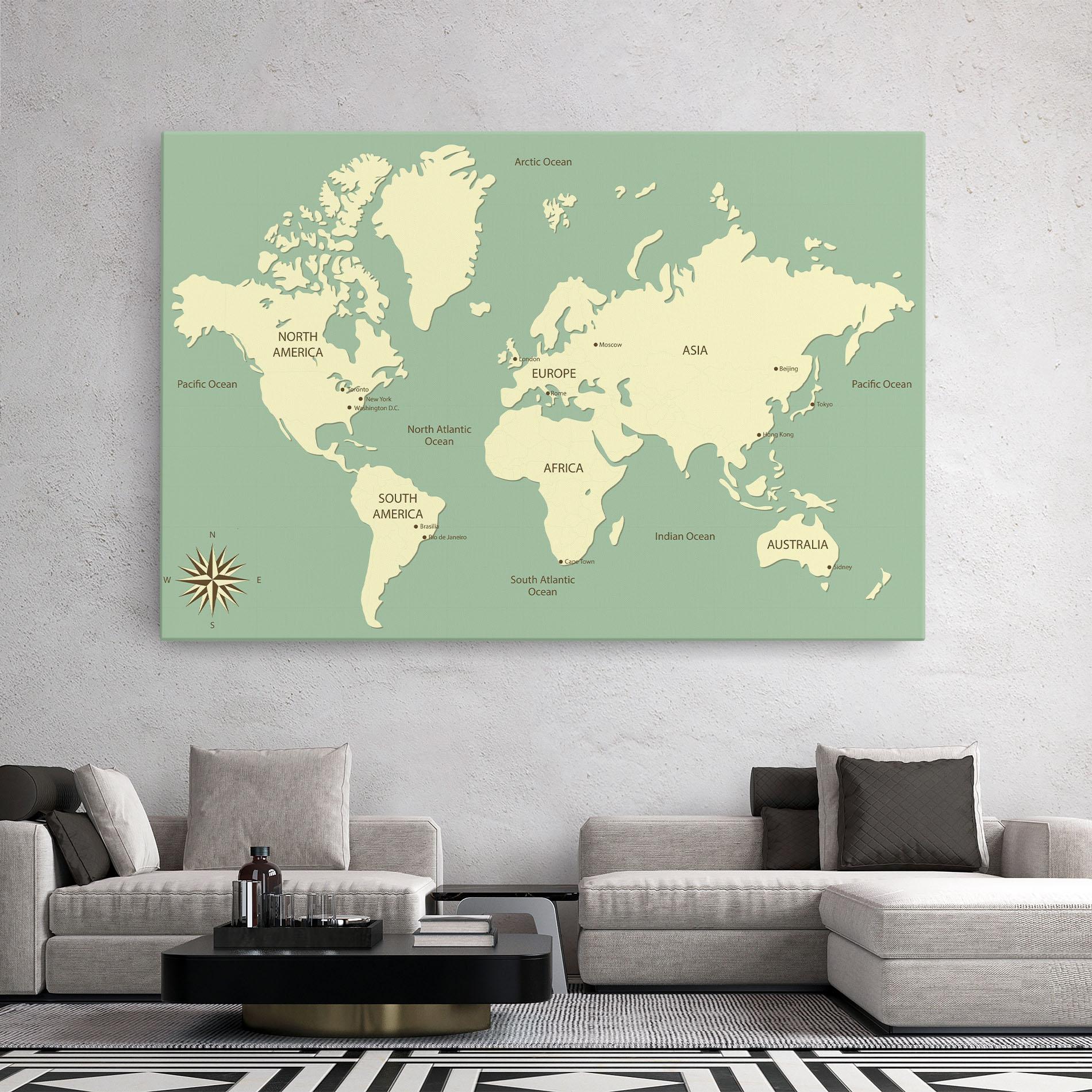 Leinwandbild Green Cream Map mockup 2
