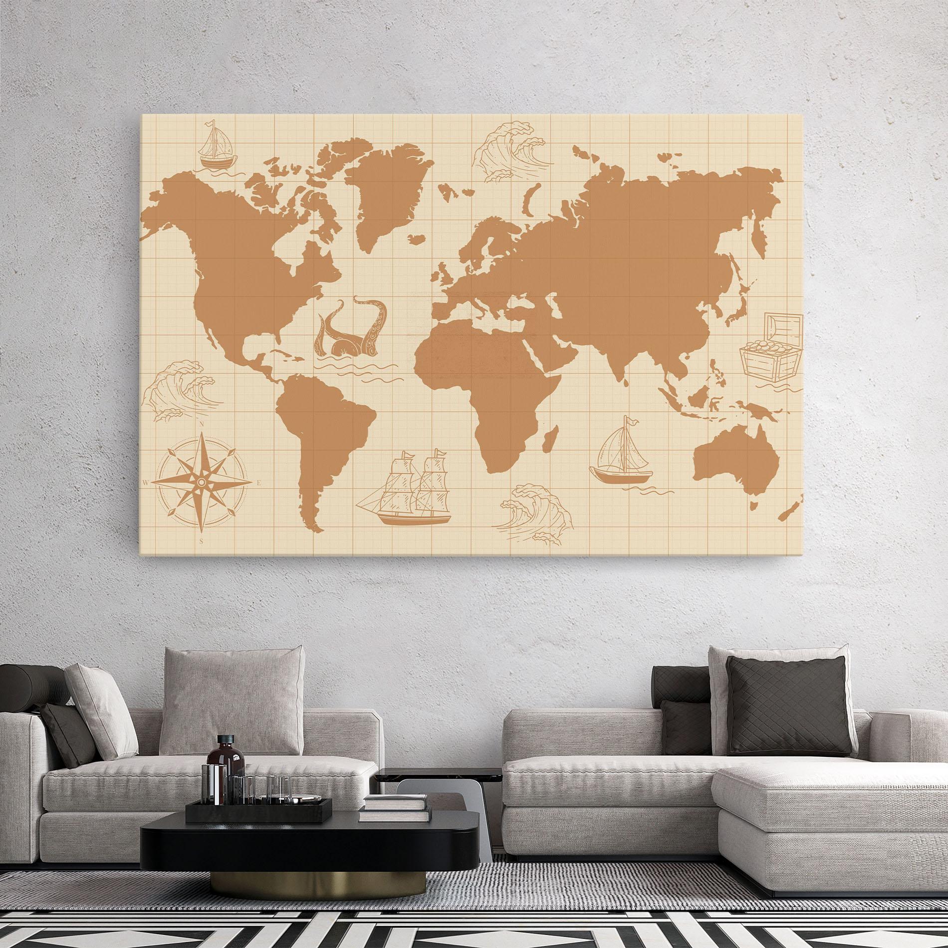 Leinwandbild Light Cream Map mockup 2