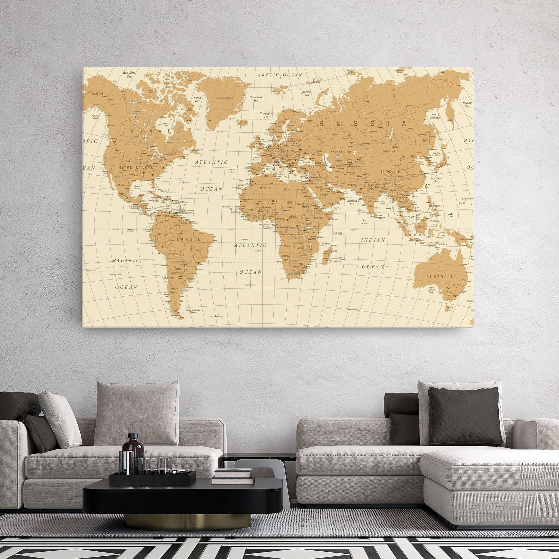 Leinwandbild Old Map Cream mockup 2