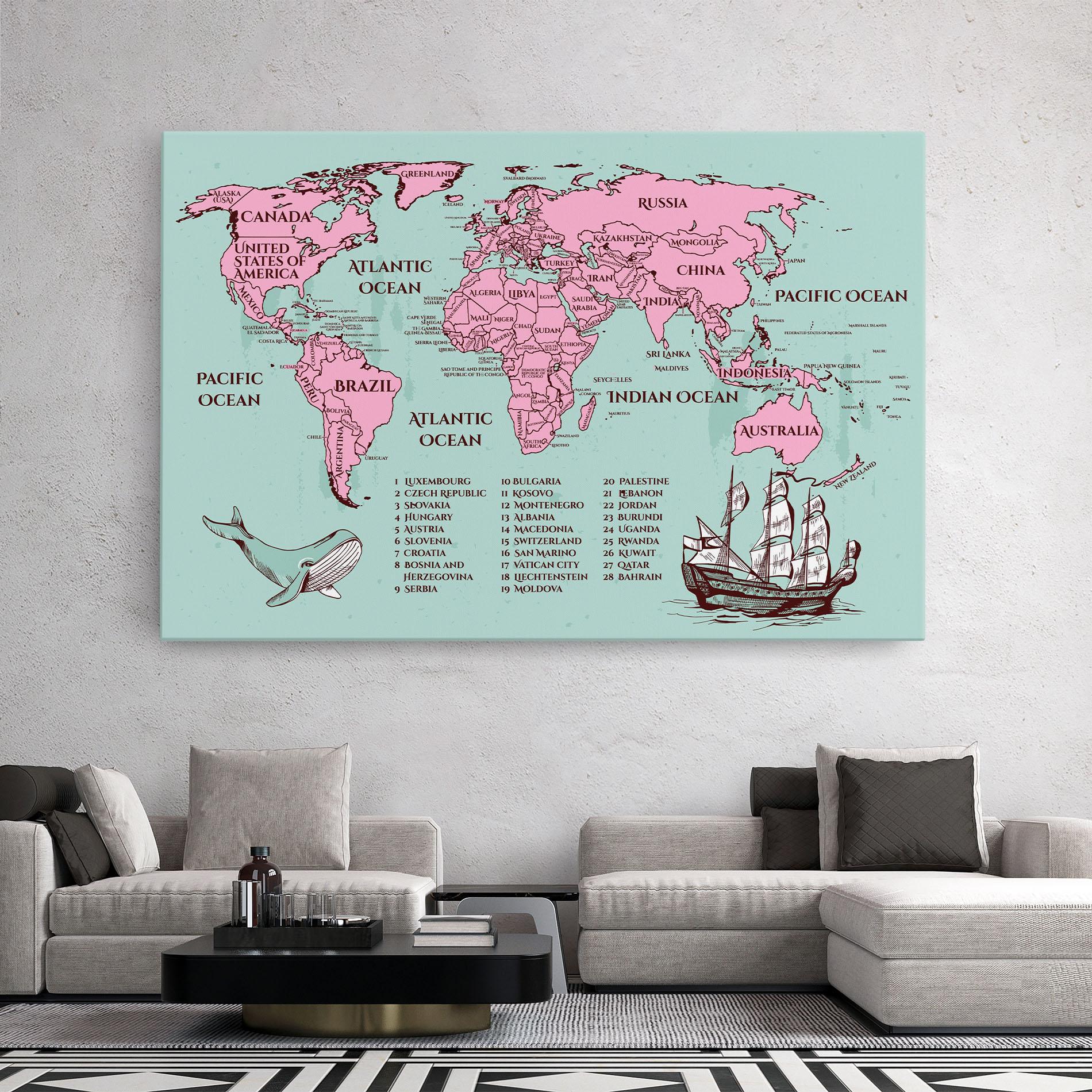 Leinwandbild Pink Pirate Map mockup 2