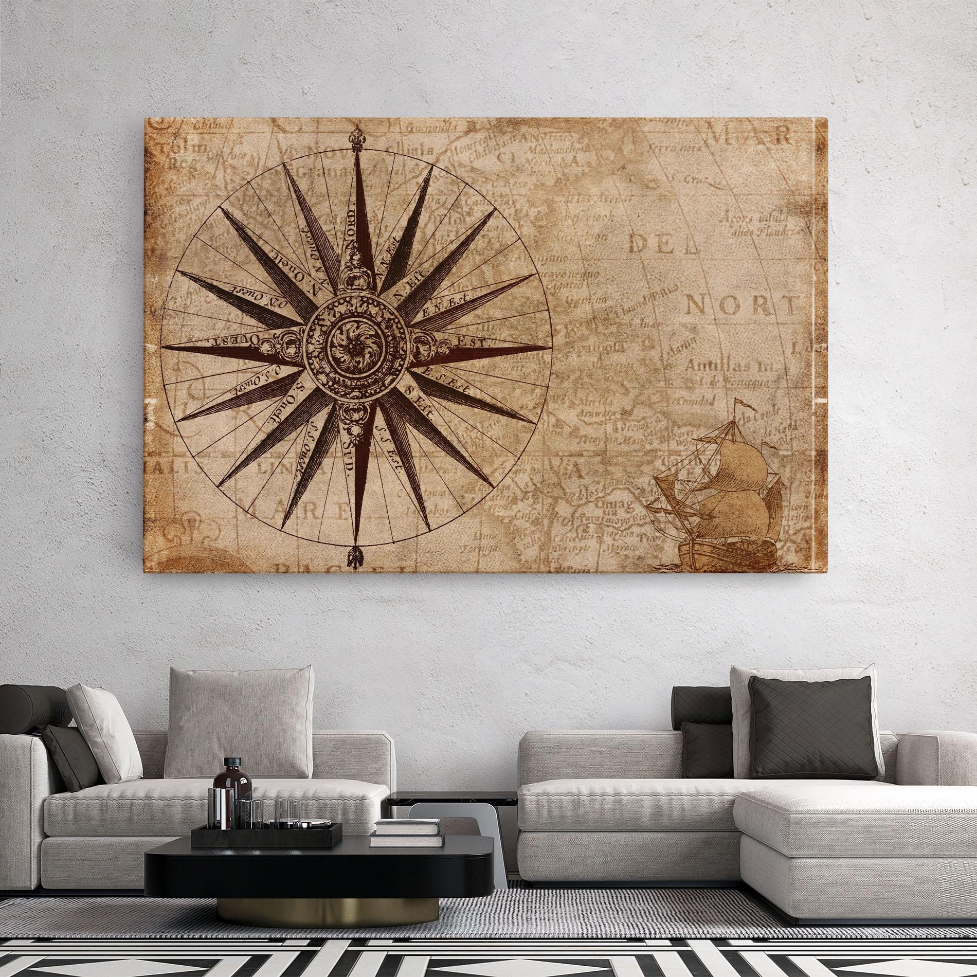 Leinwandbild Vintage Map mockup 2