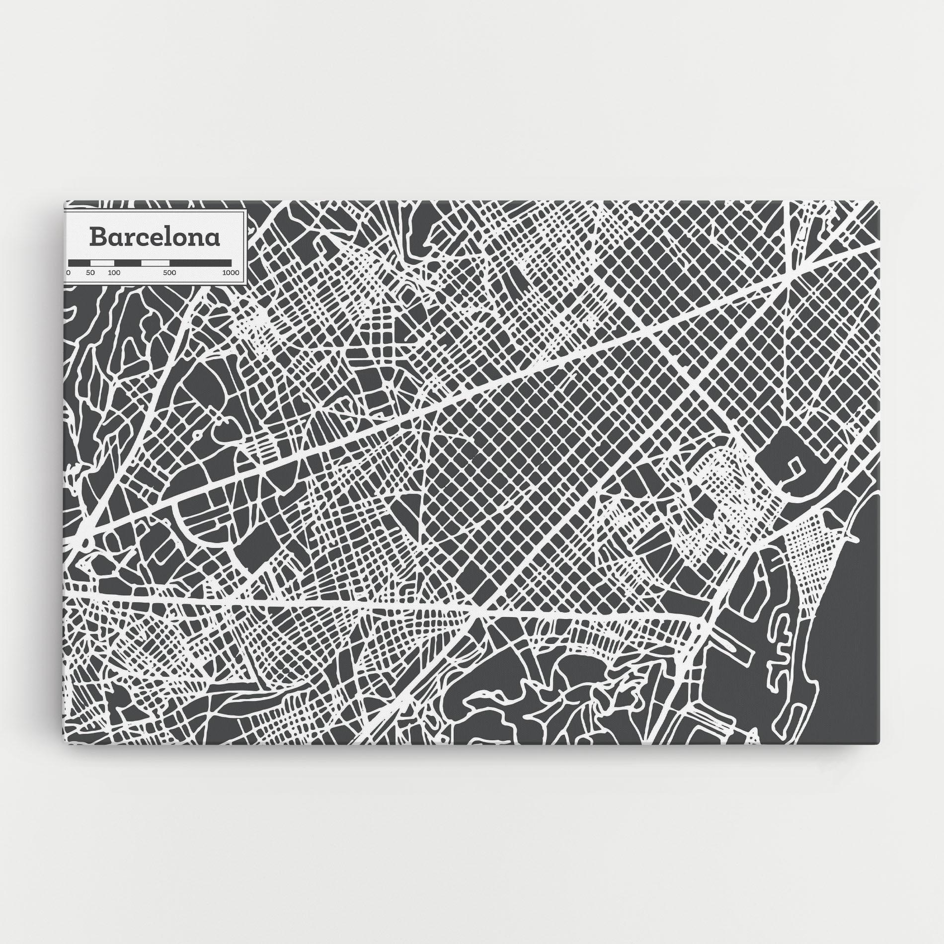 Leinwandbild Barcelona Map mockup 0