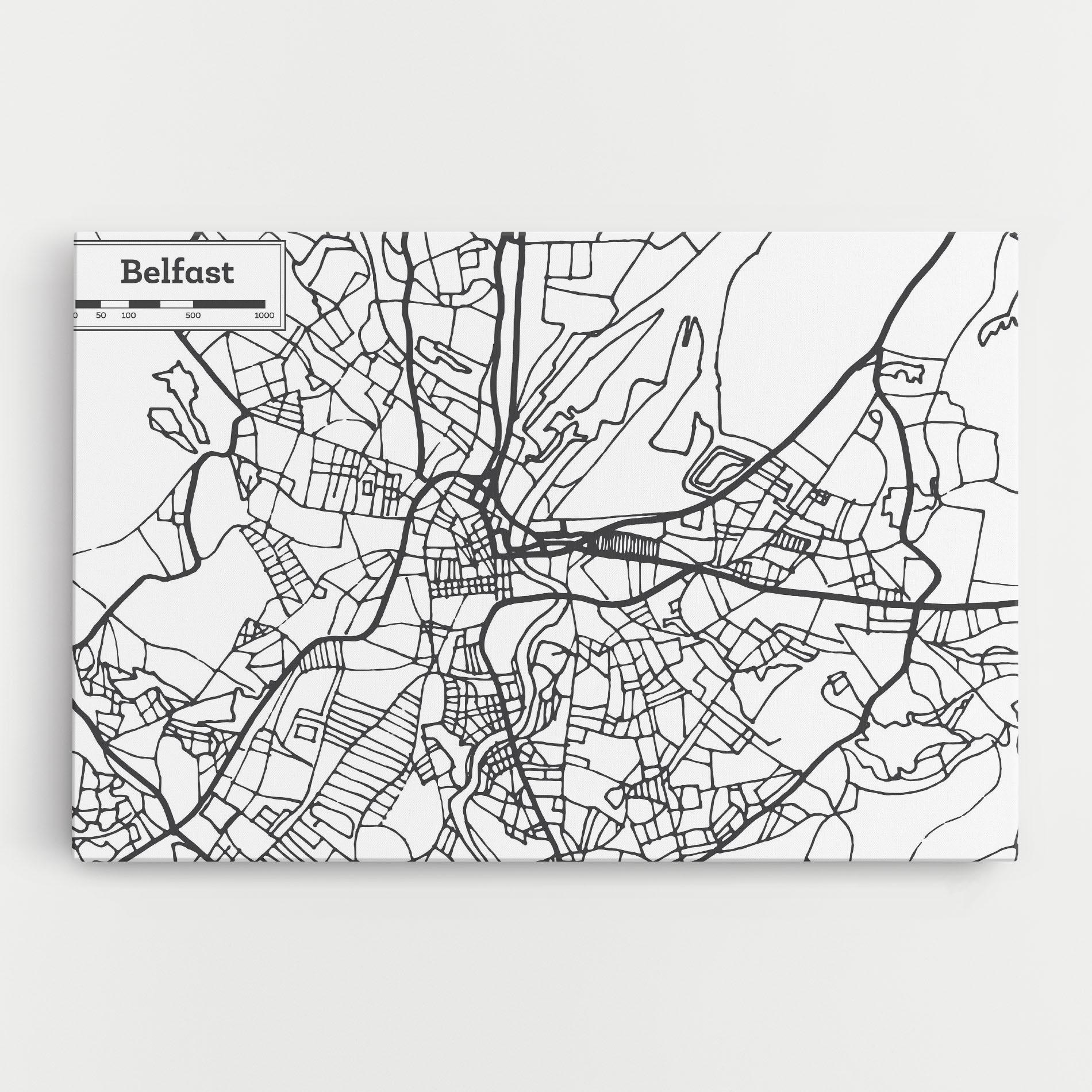 Leinwandbild Belfast Map mockup 0