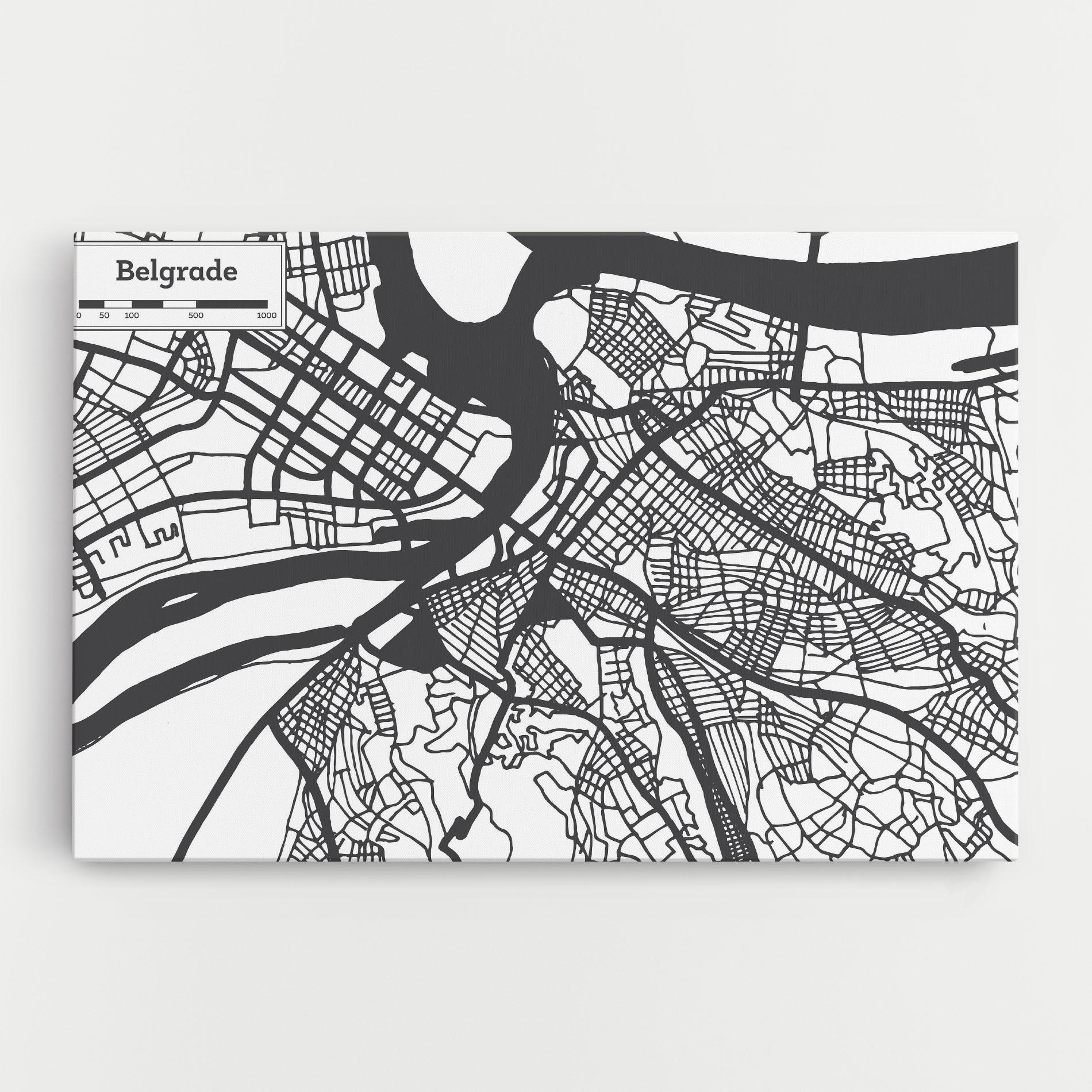 Leinwandbild Belgrade Map mockup 0