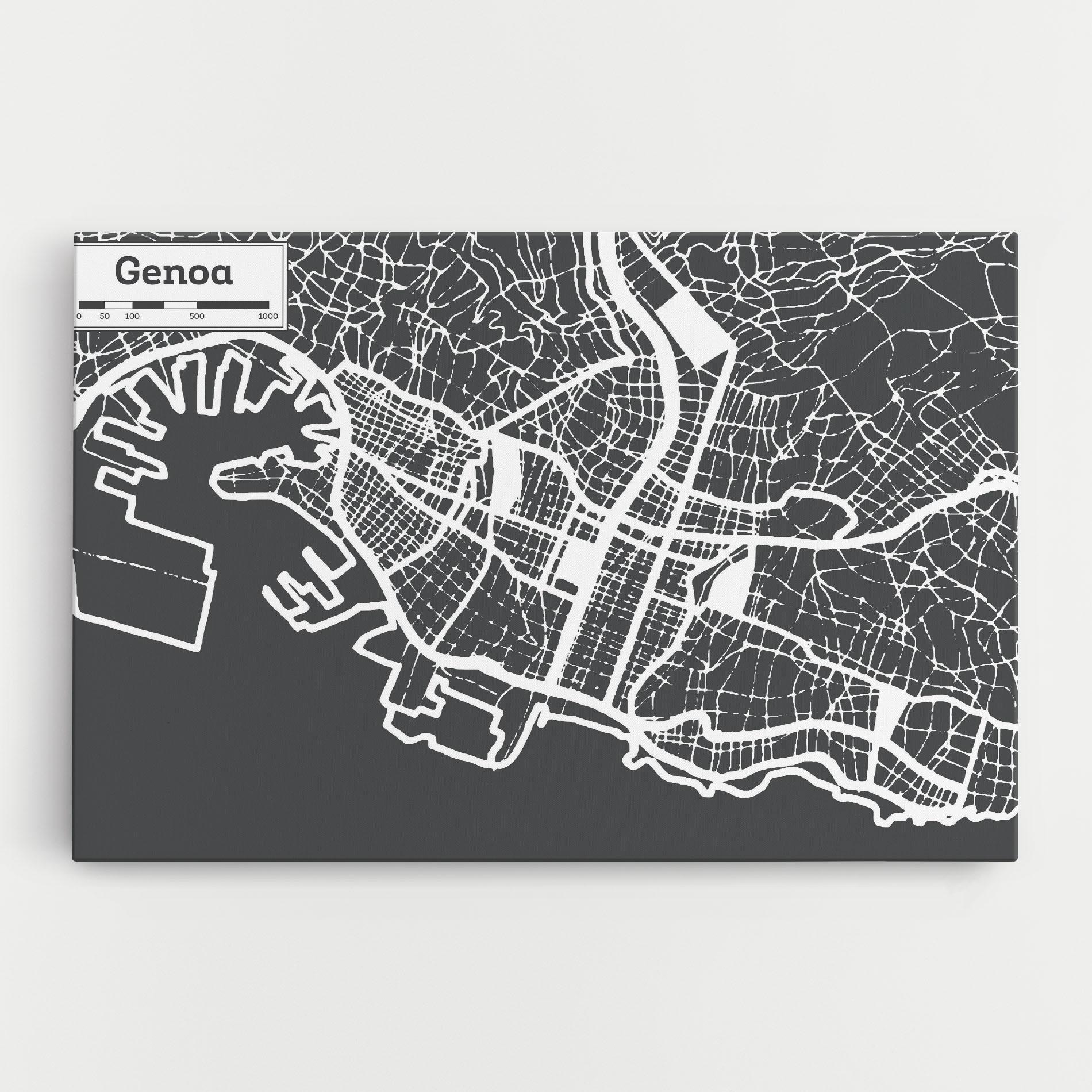 Leinwandbild Genoa Map mockup 0