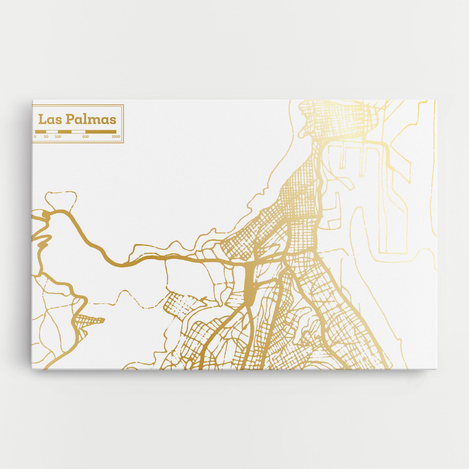 Leinwandbild Las Palmas Gold Map mockup 0