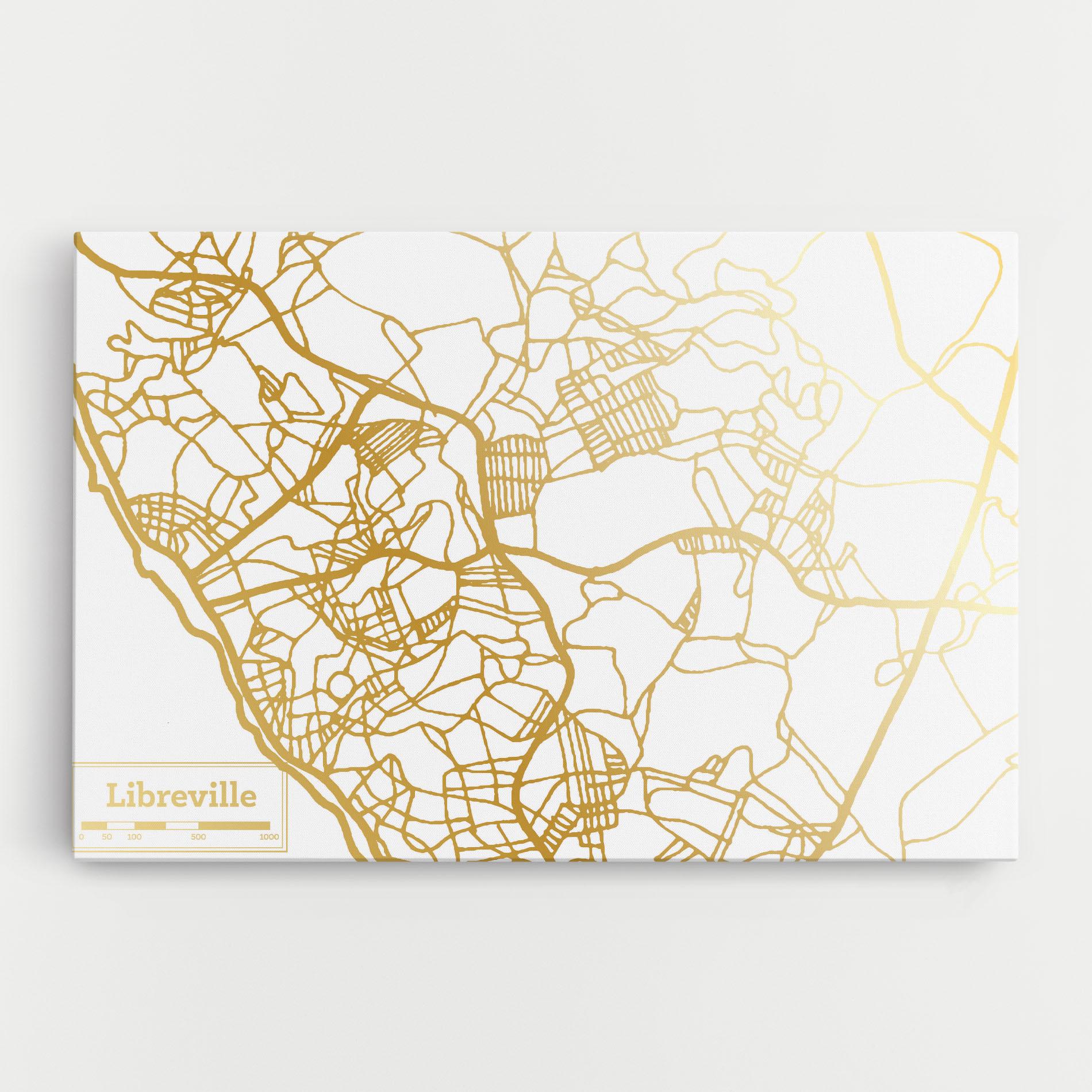 Leinwandbild Libreville Gold Map mockup 0