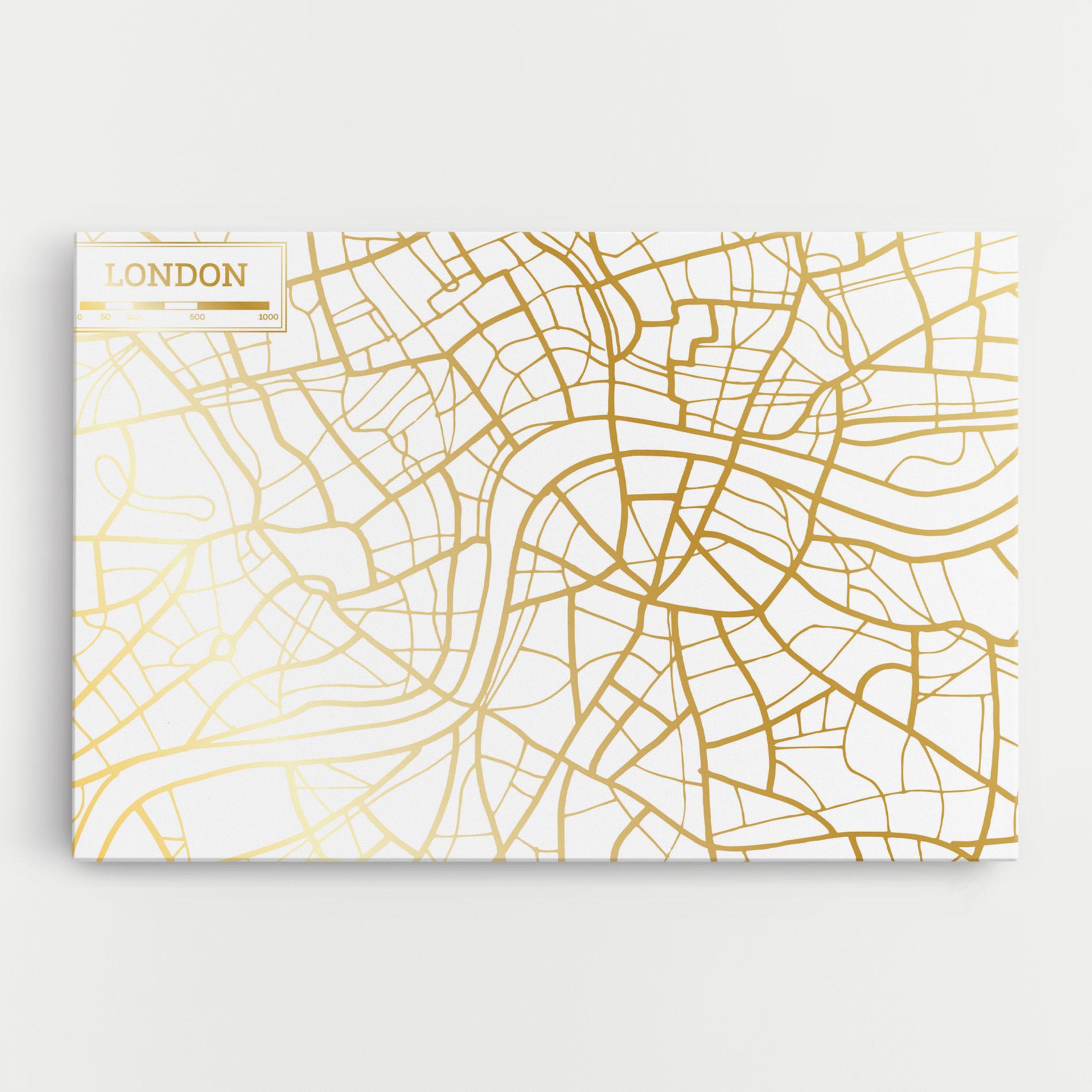 Leinwandbild London Gold Map mockup 0