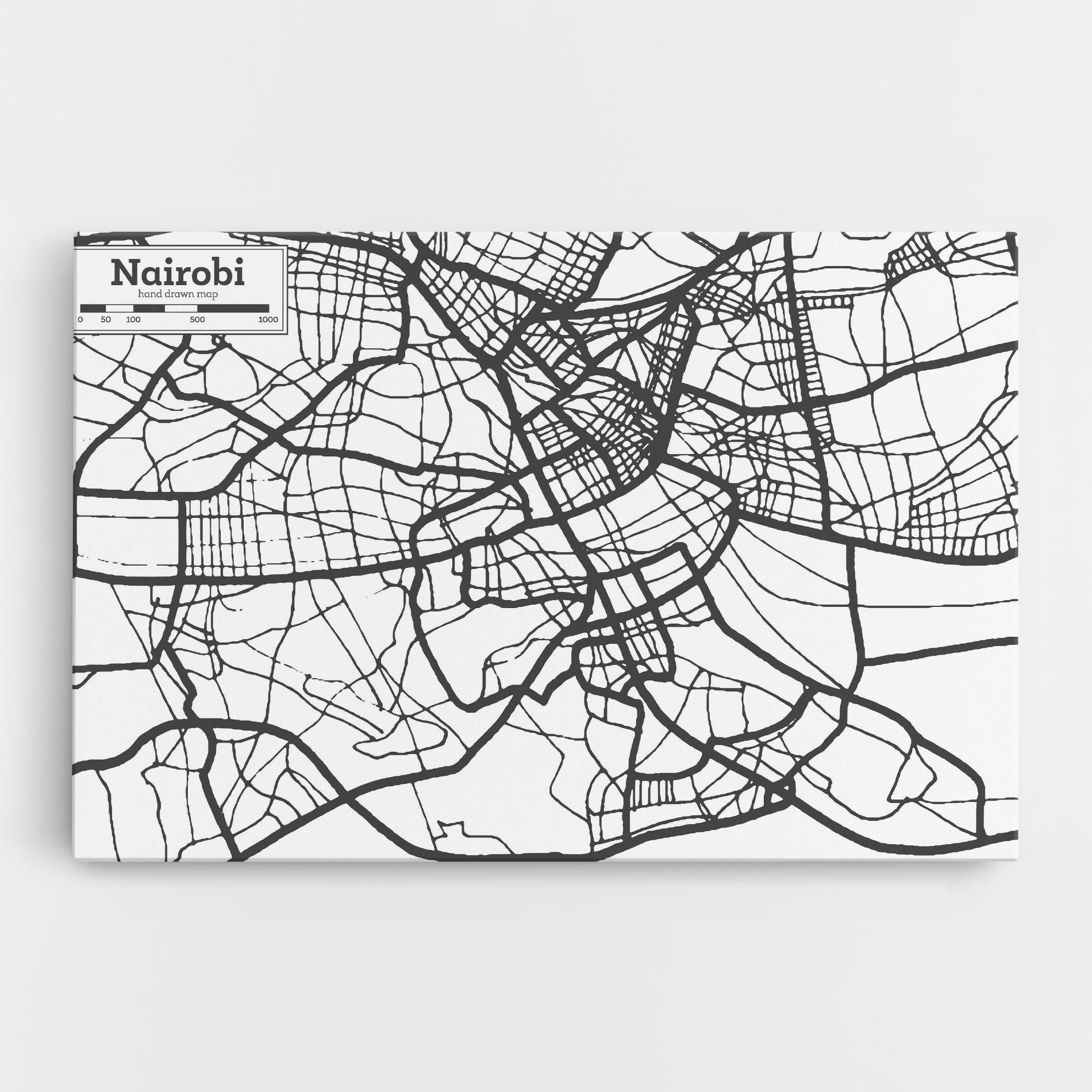 Leinwandbild Nairobi Map mockup 0