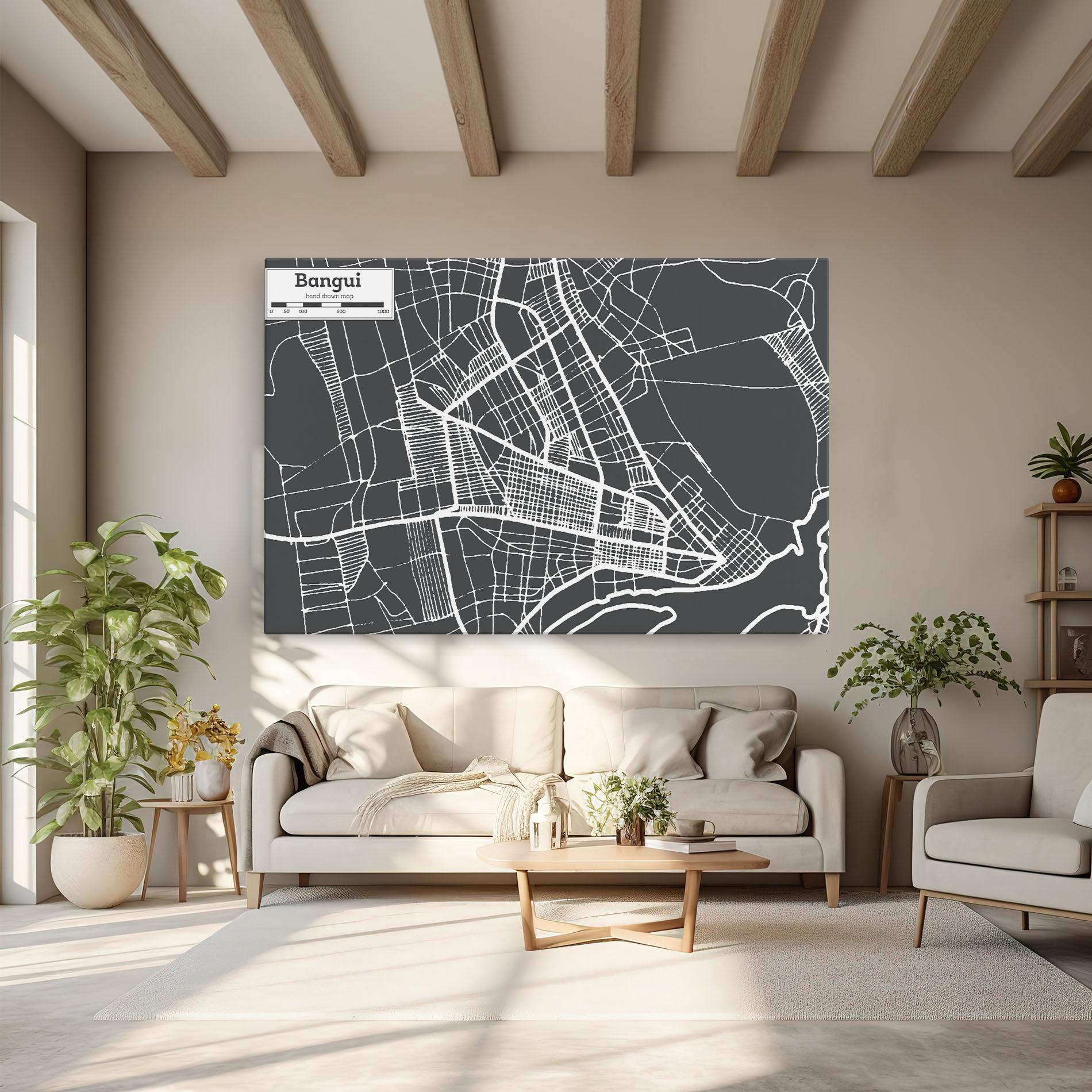 Leinwandbild Bangui Map mockup 6