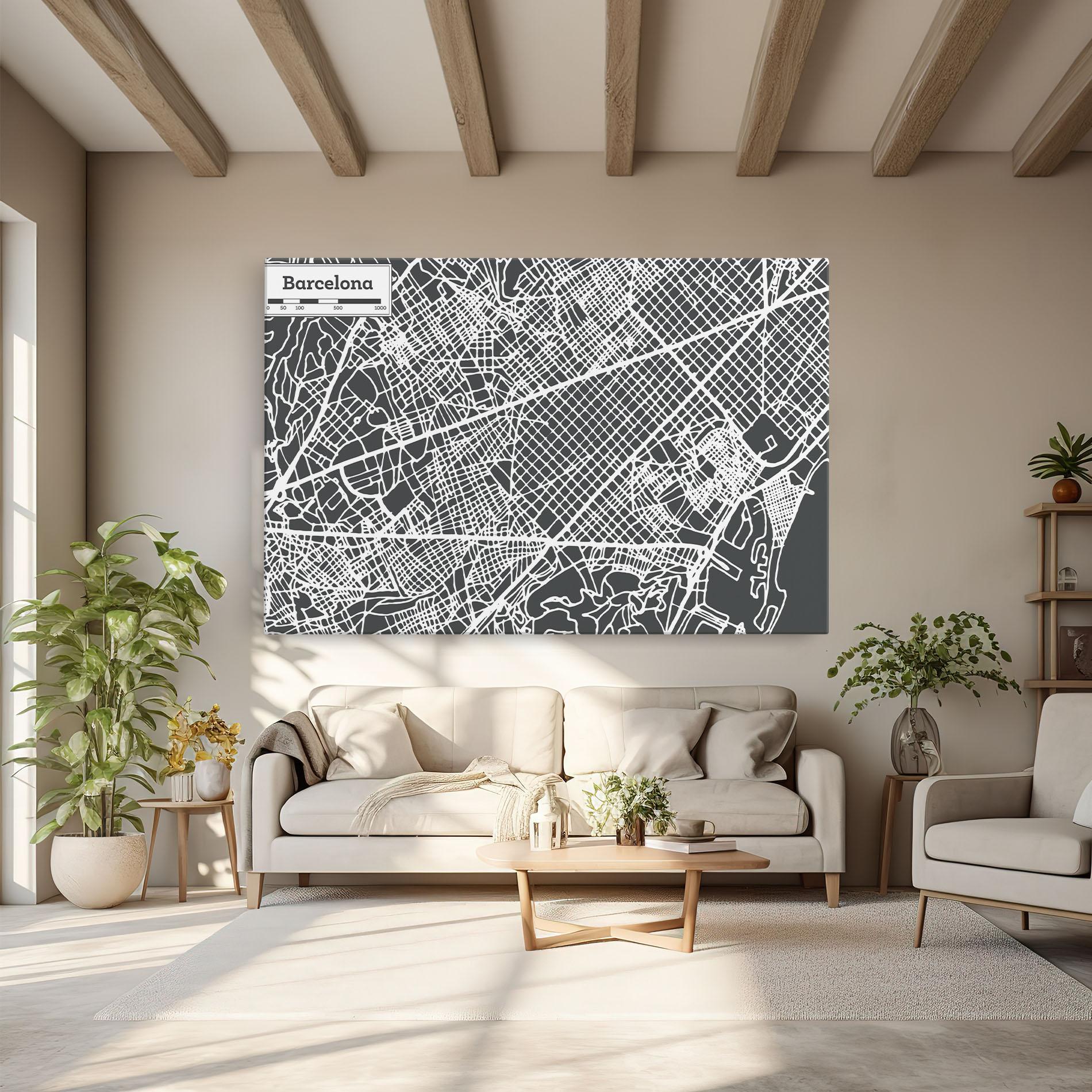 Leinwandbild Barcelona Map mockup 6