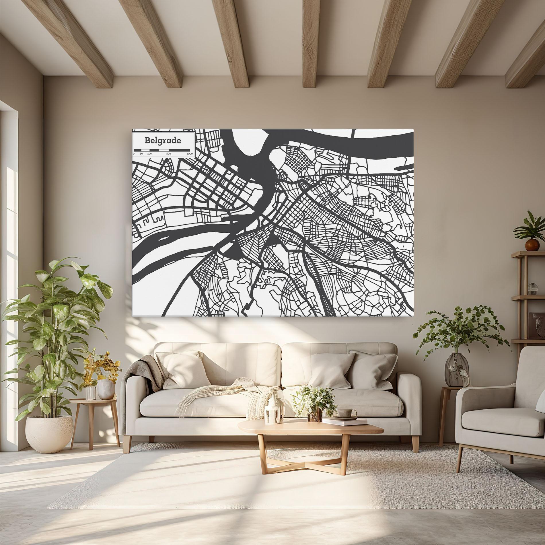 Leinwandbild Belgrade Map mockup 6