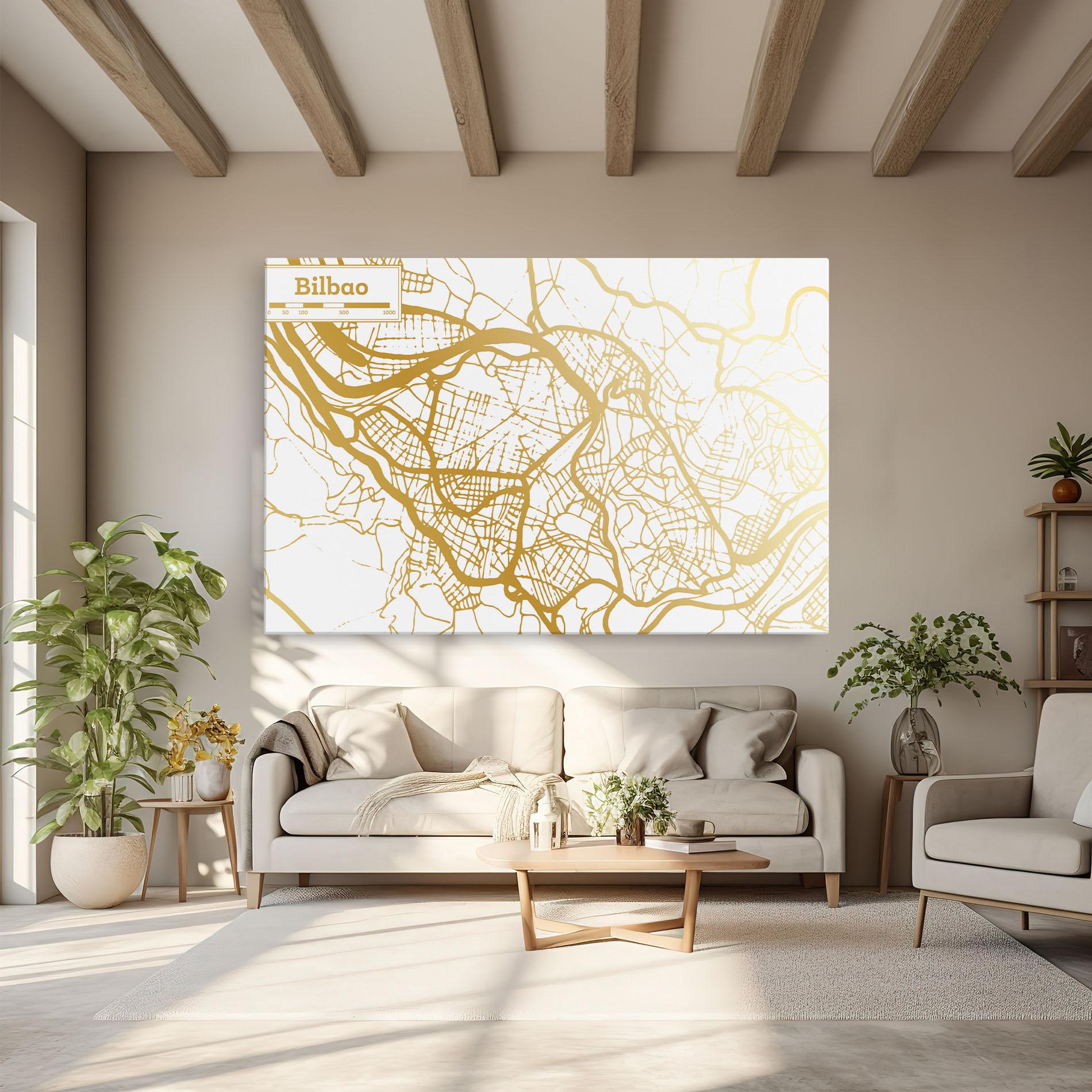 Leinwandbild Bilbao Gold Map mockup 6