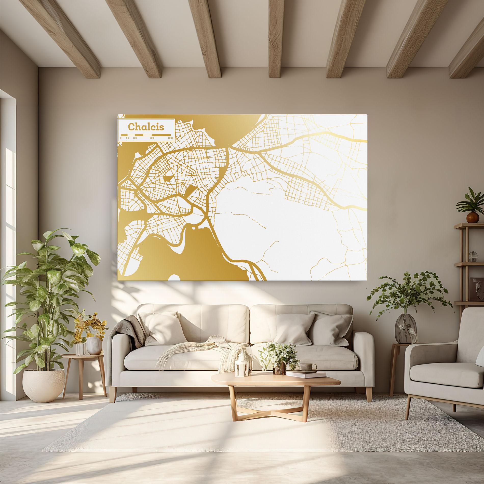 Leinwandbild Chalcis Gold Map mockup 6