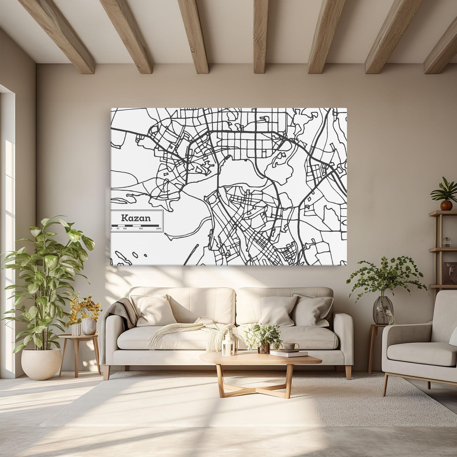 Leinwandbild Kazan Map mockup 6