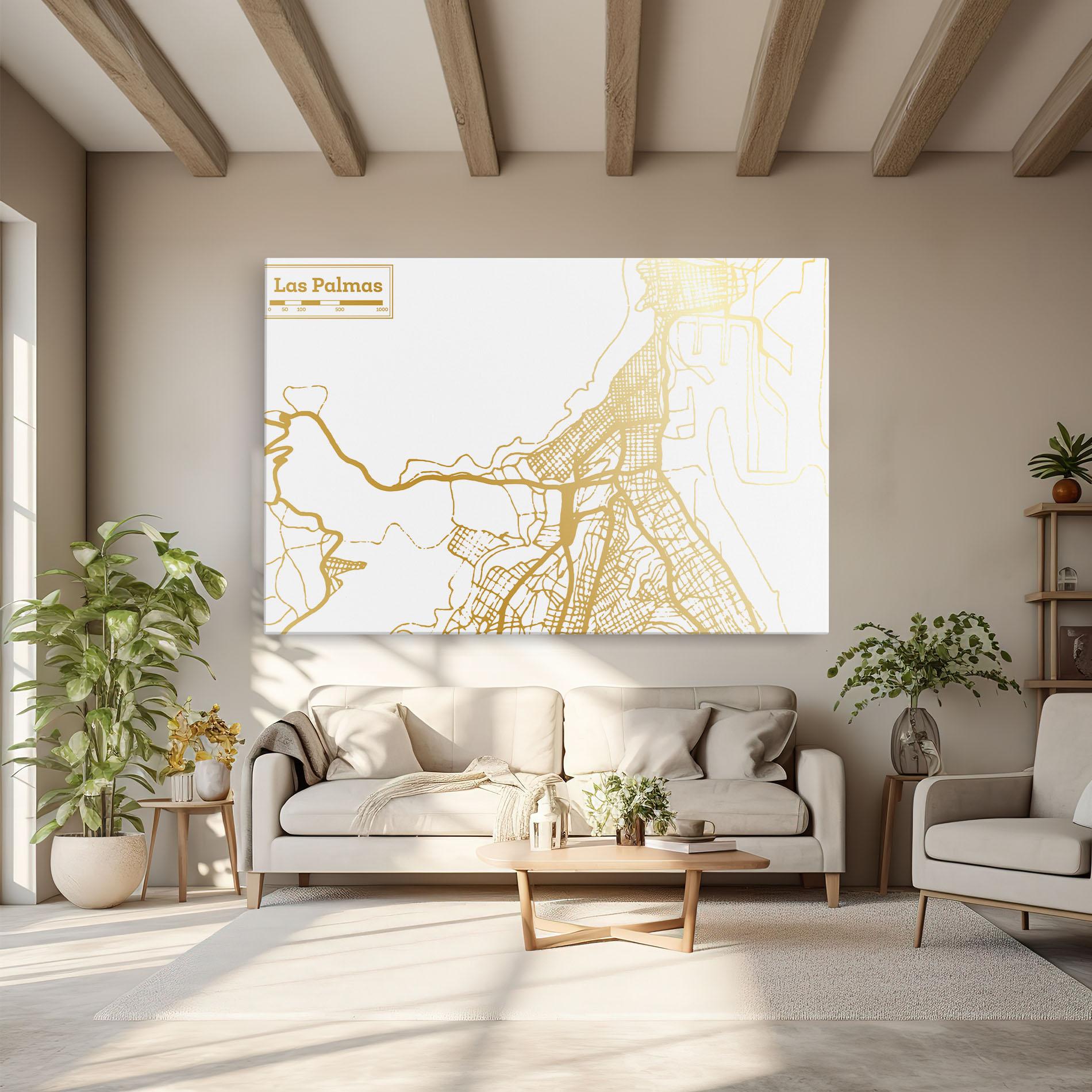 Leinwandbild Las Palmas Gold Map mockup 6