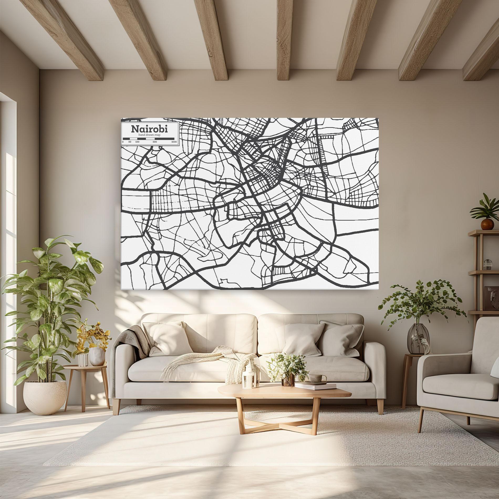 Leinwandbild Nairobi Map mockup 6