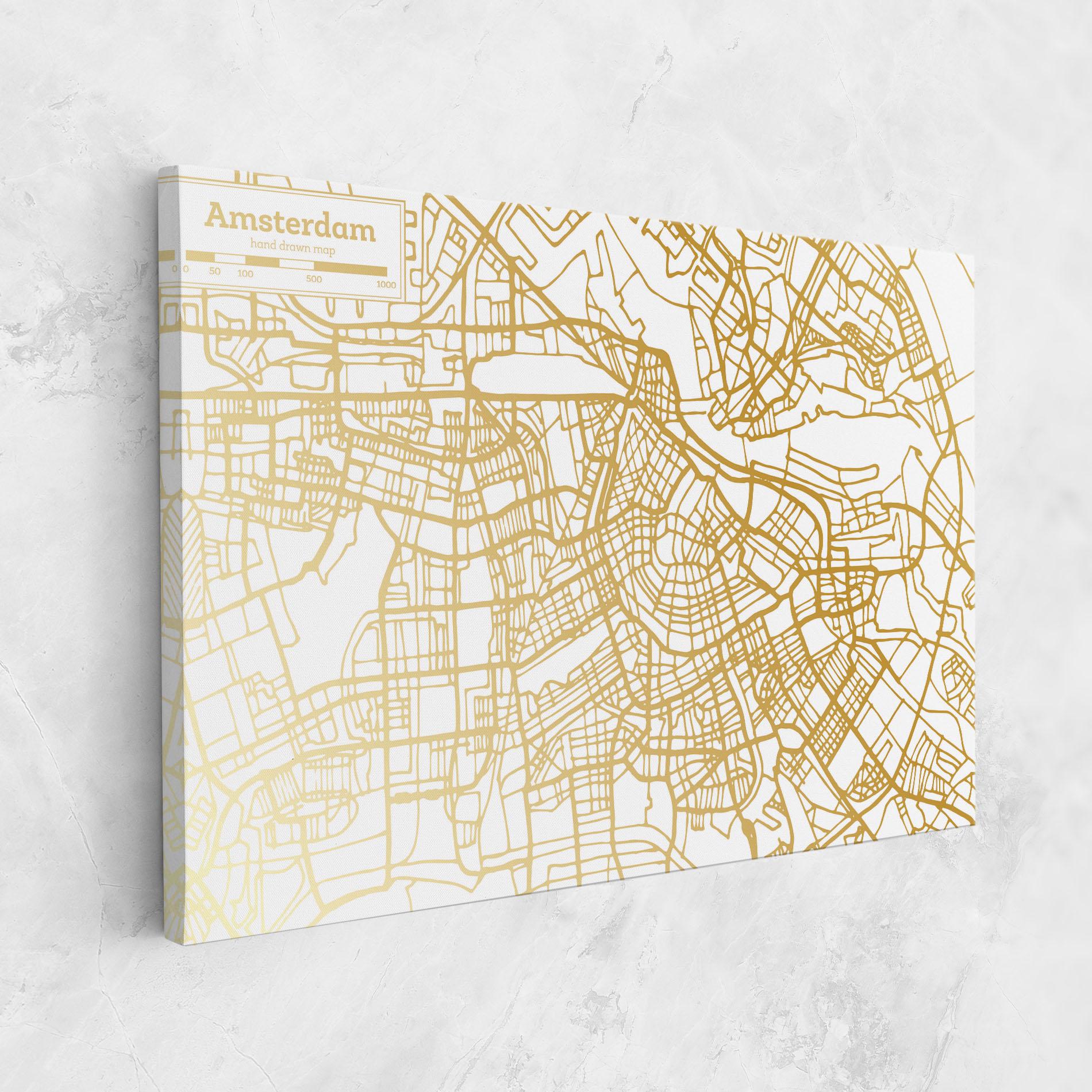 Leinwandbild Amsterdam Gold Map mockup 1