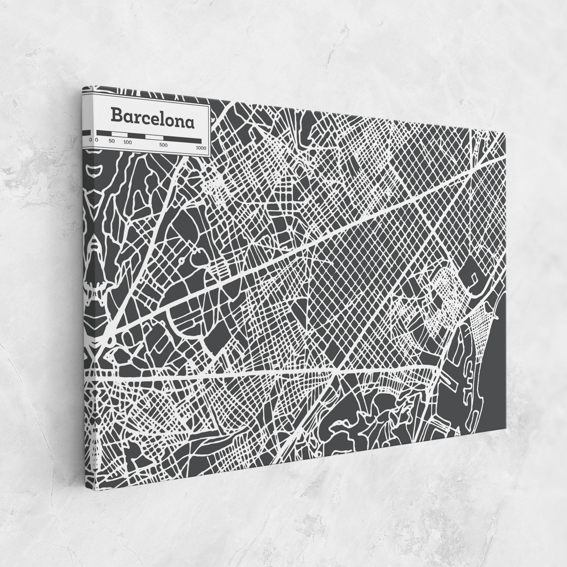 Leinwandbild Barcelona Map mockup 1