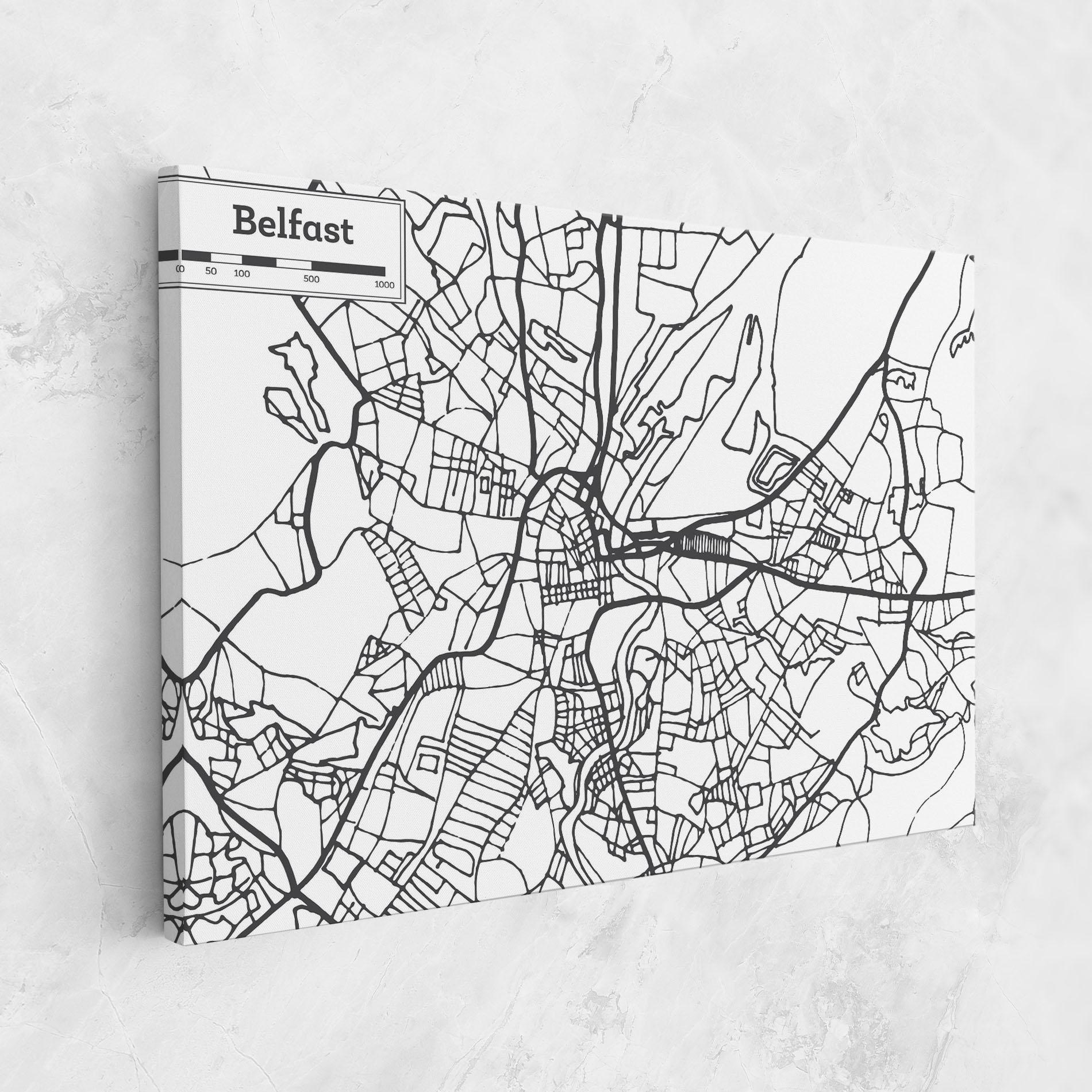 Leinwandbild Belfast Map mockup 1
