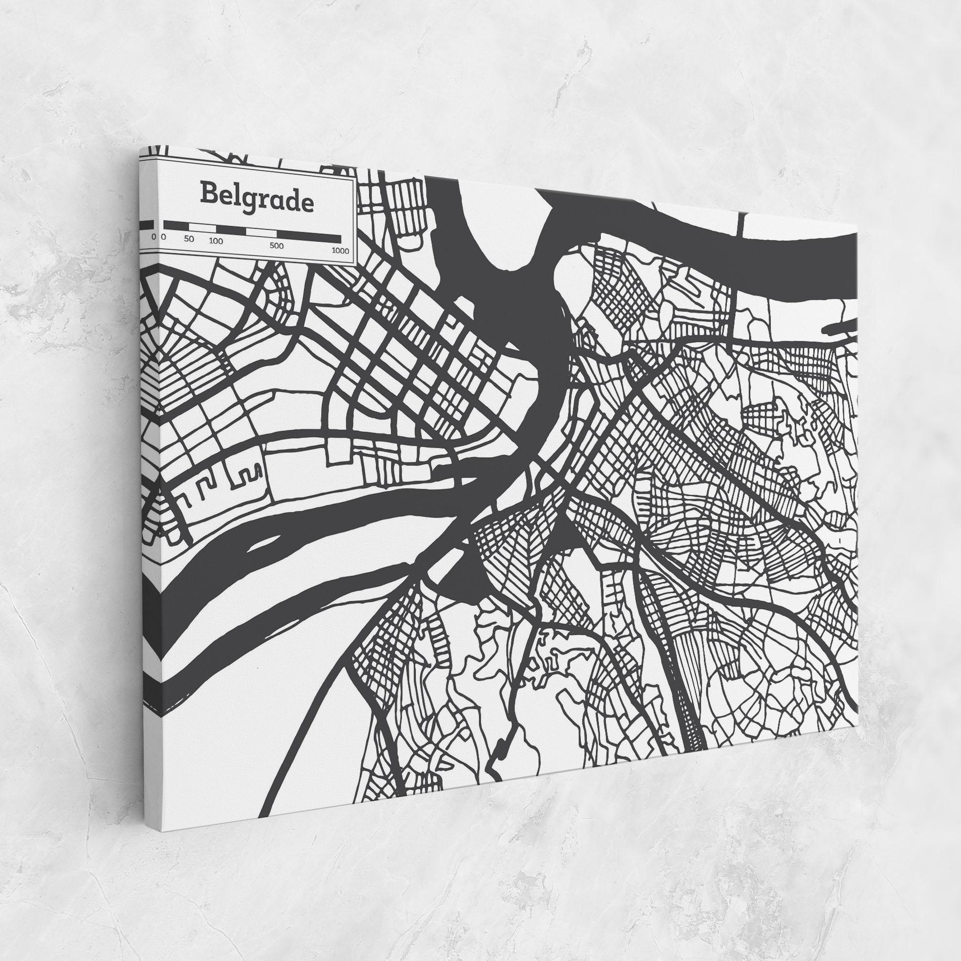 Leinwandbild Belgrade Map mockup 1