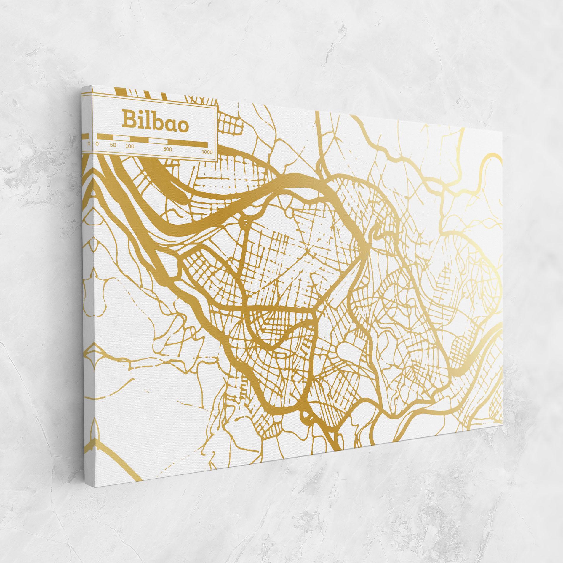 Leinwandbild Bilbao Gold Map mockup 1