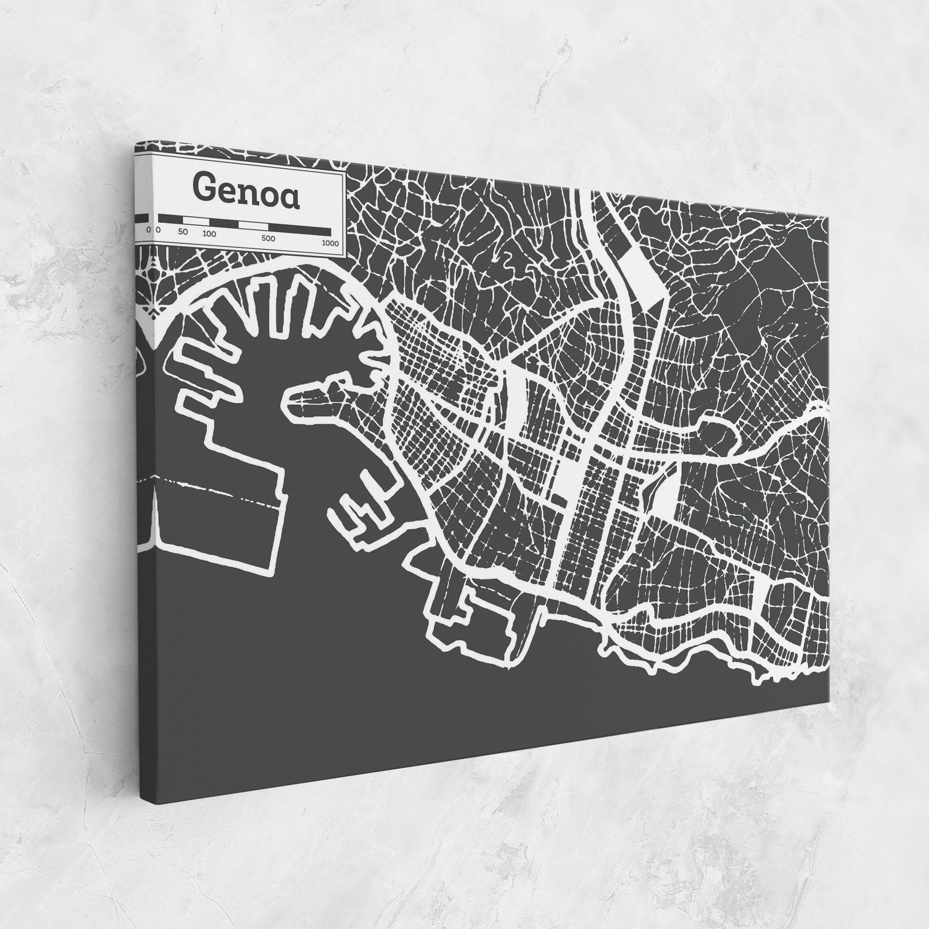 Leinwandbild Genoa Map mockup 1