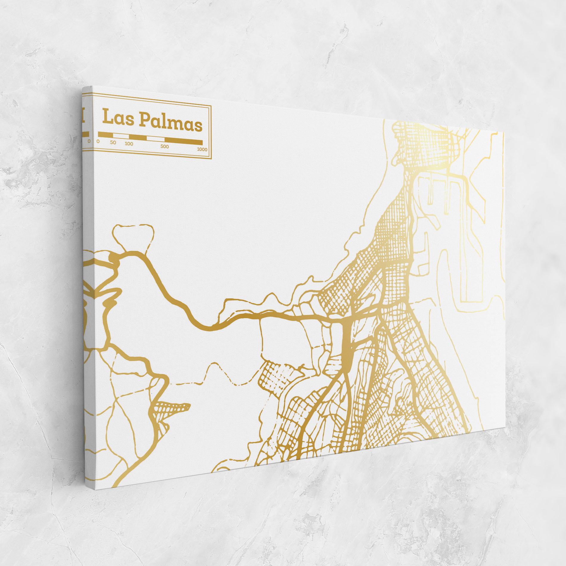 Leinwandbild Las Palmas Gold Map mockup 1