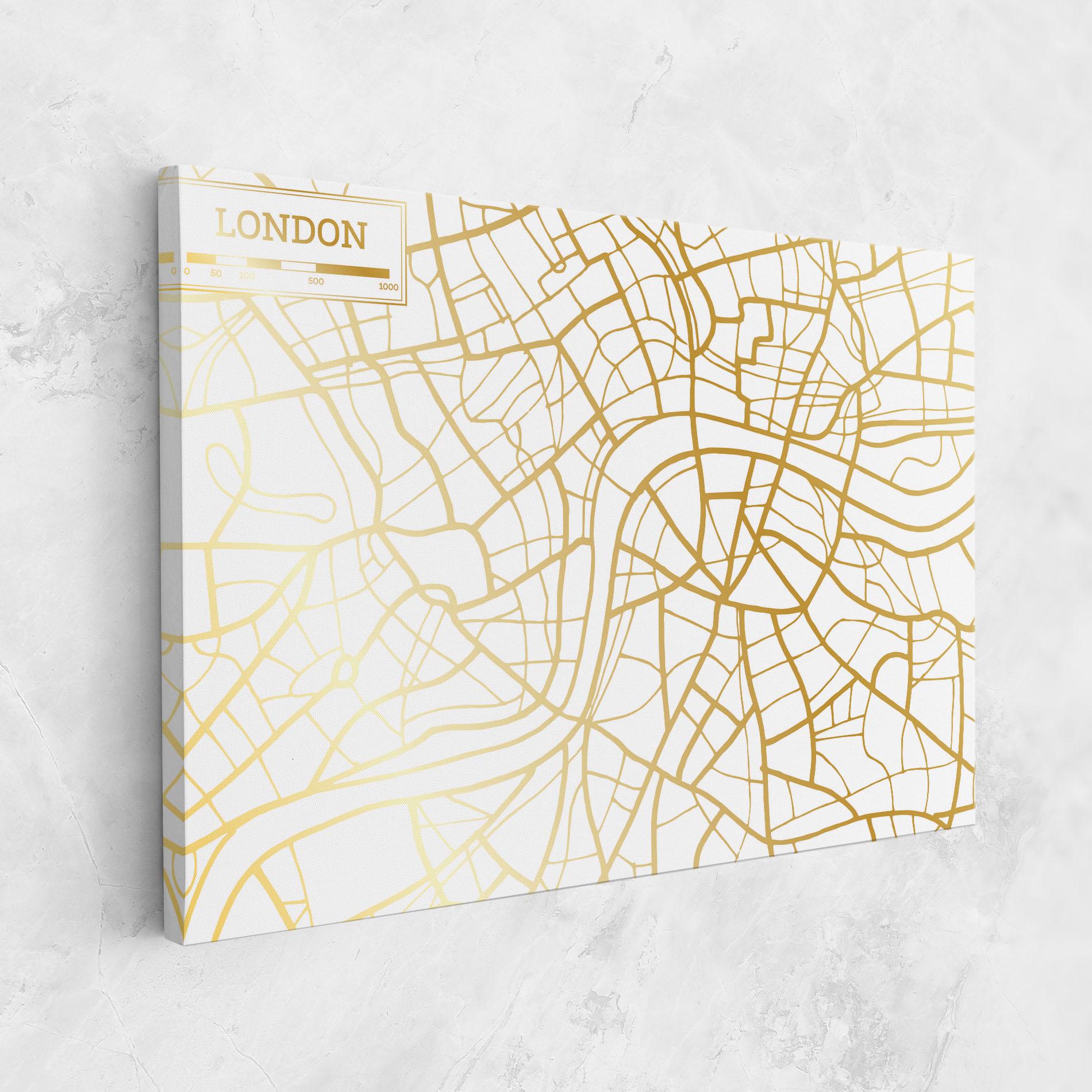 Leinwandbild London Gold Map mockup 1