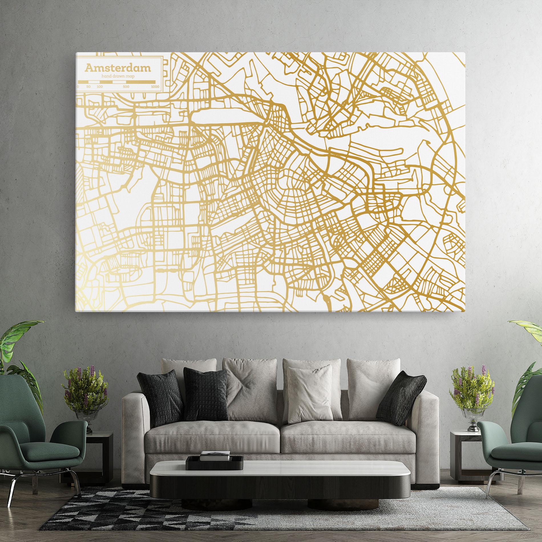 Leinwandbild Amsterdam Gold Map mockup 7