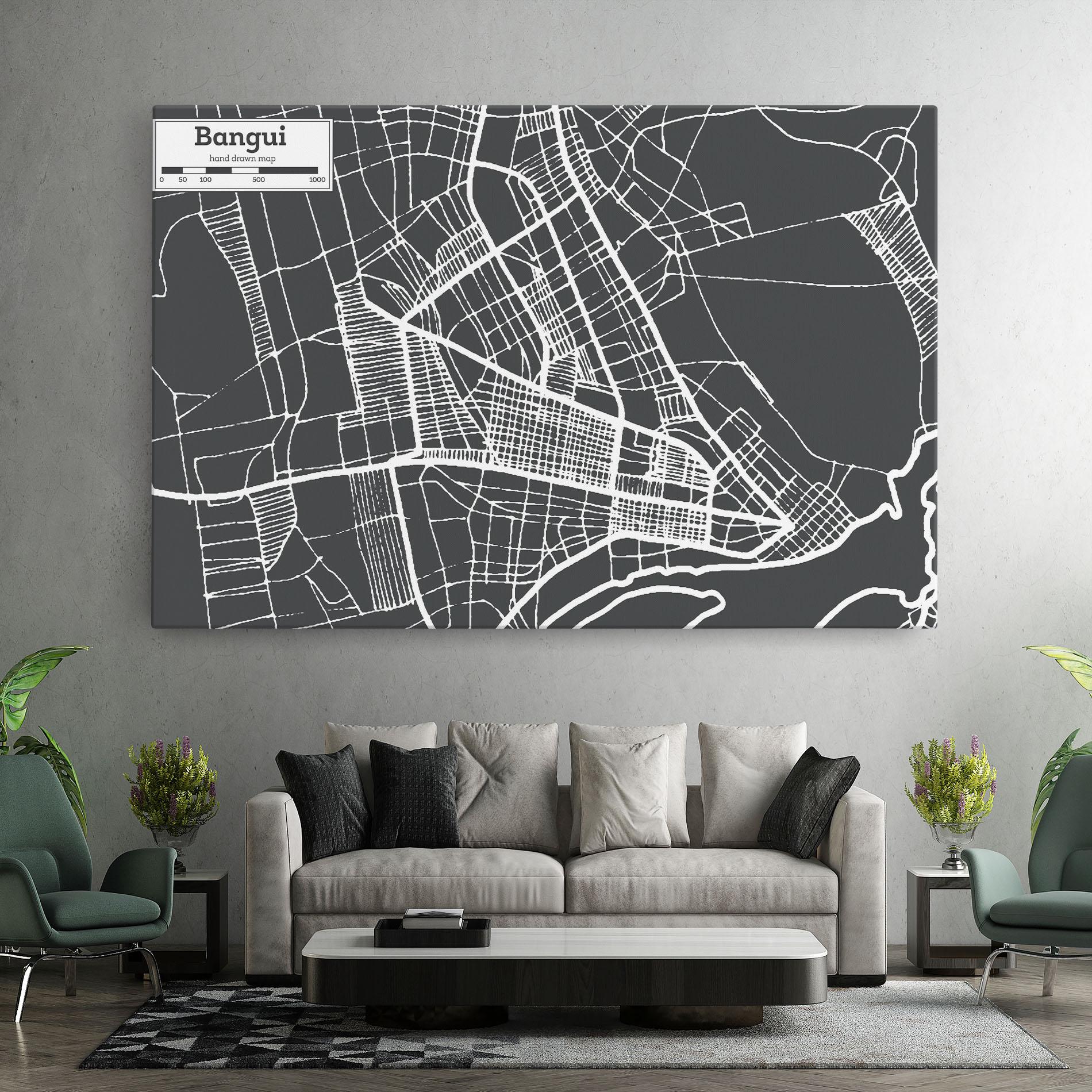 Leinwandbild Bangui Map mockup 7