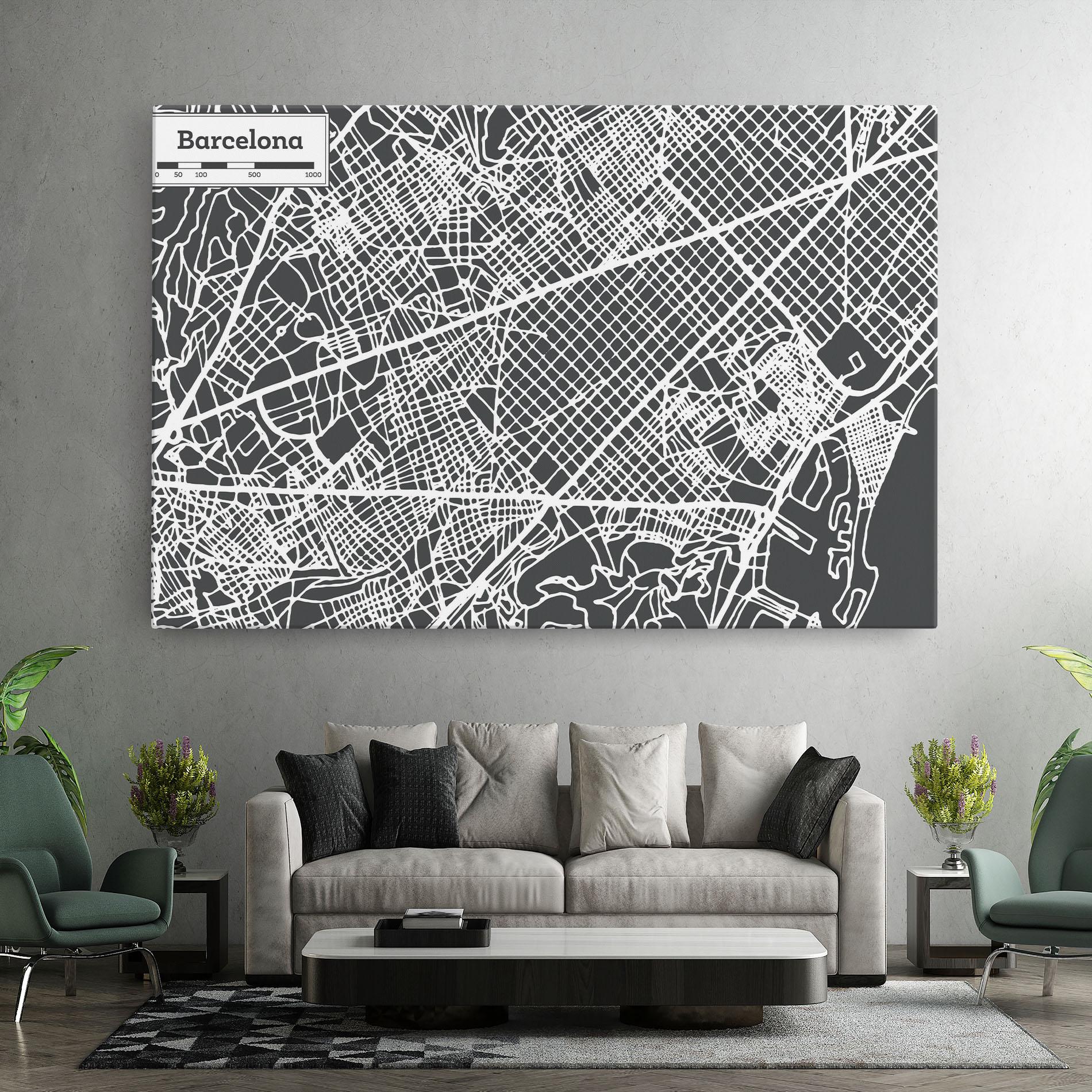Leinwandbild Barcelona Map mockup 7