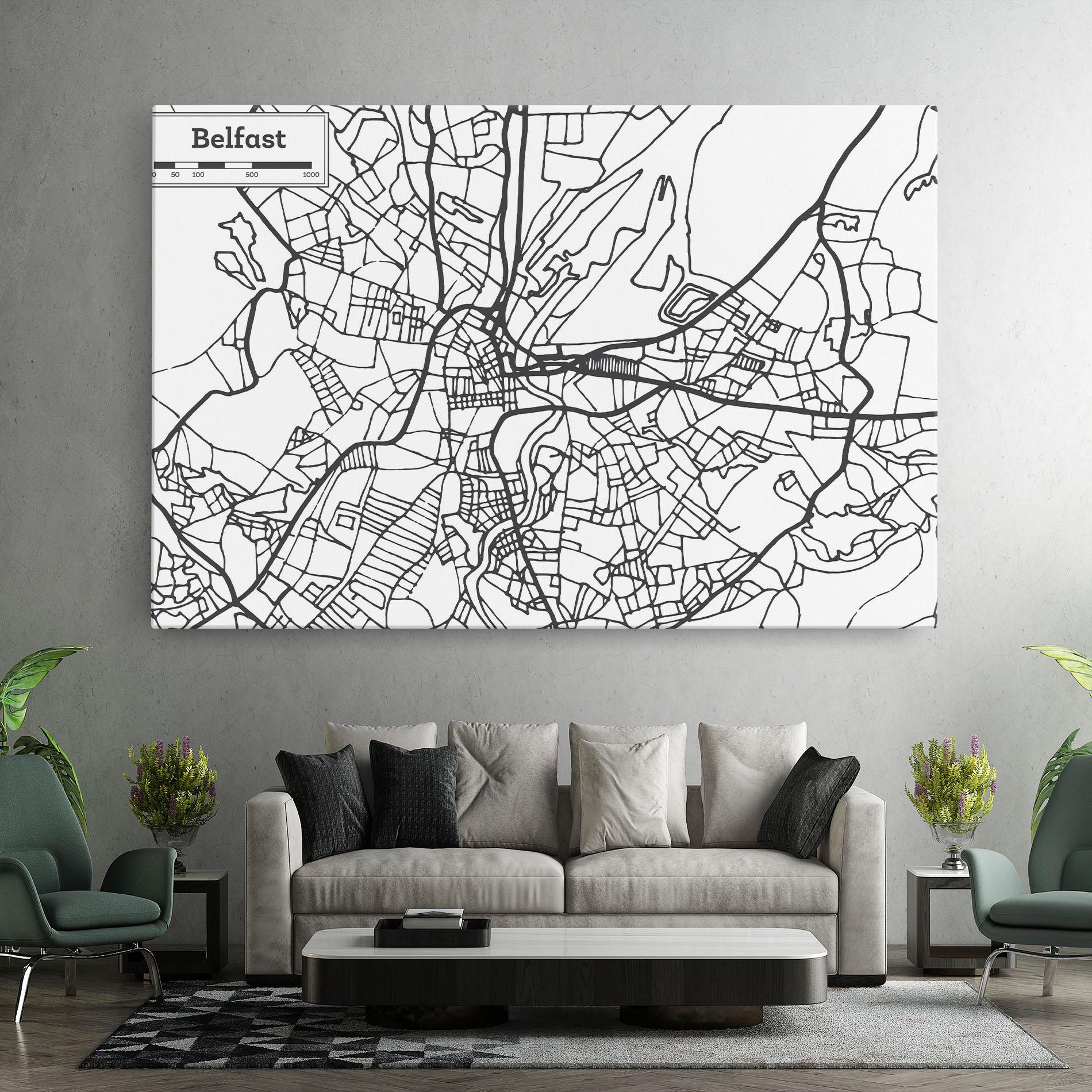 Leinwandbild Belfast Map mockup 7