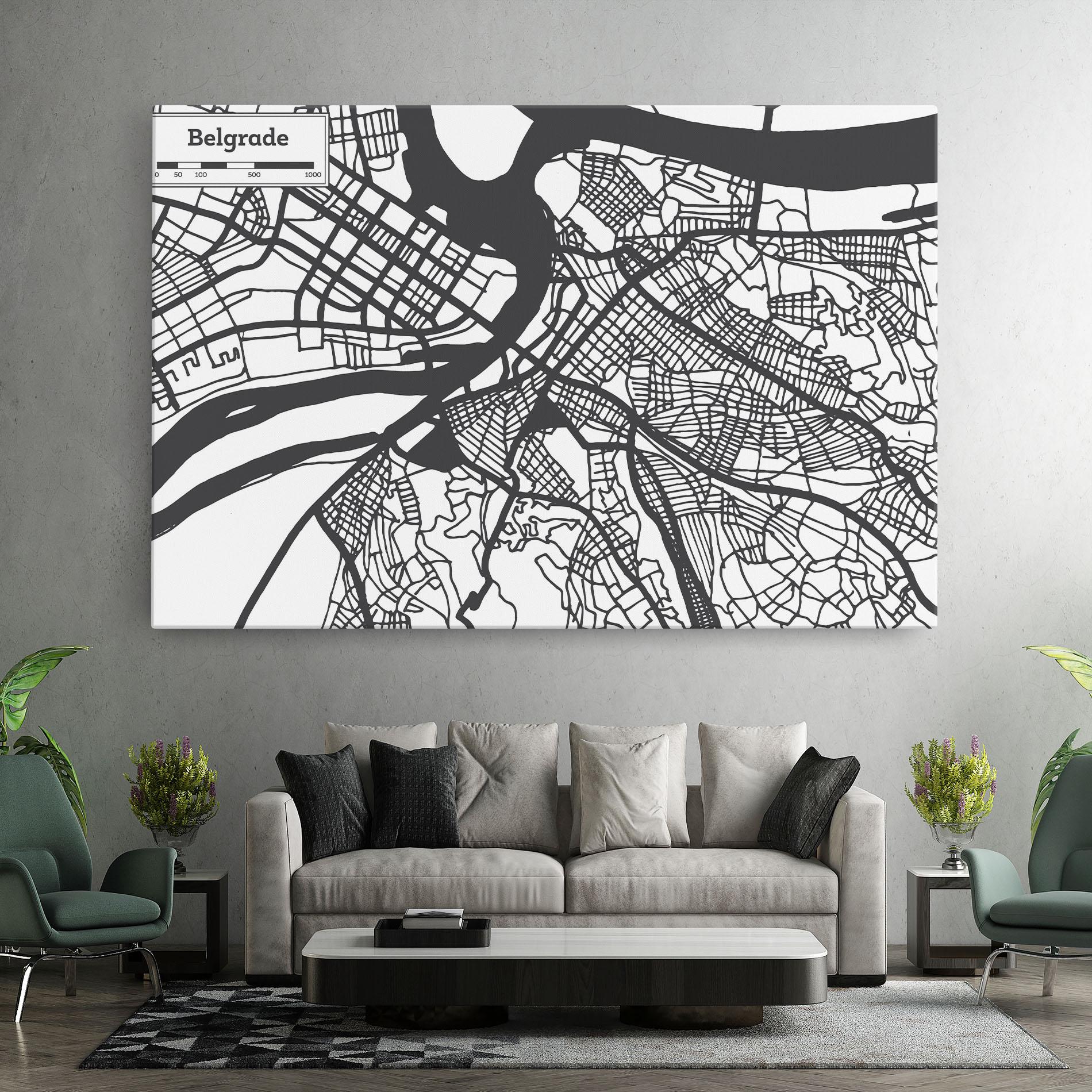 Leinwandbild Belgrade Map mockup 7