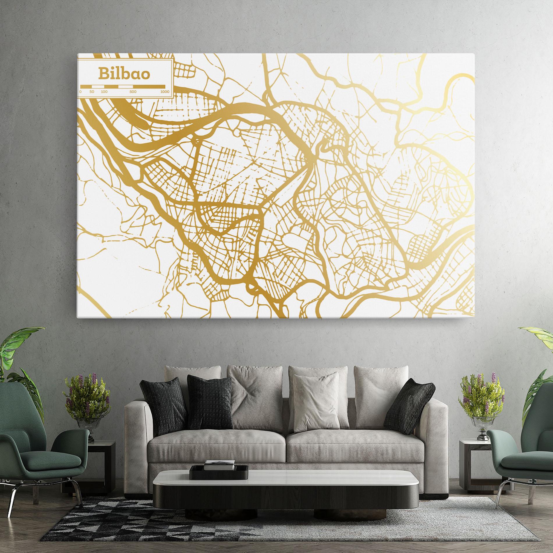 Leinwandbild Bilbao Gold Map mockup 7