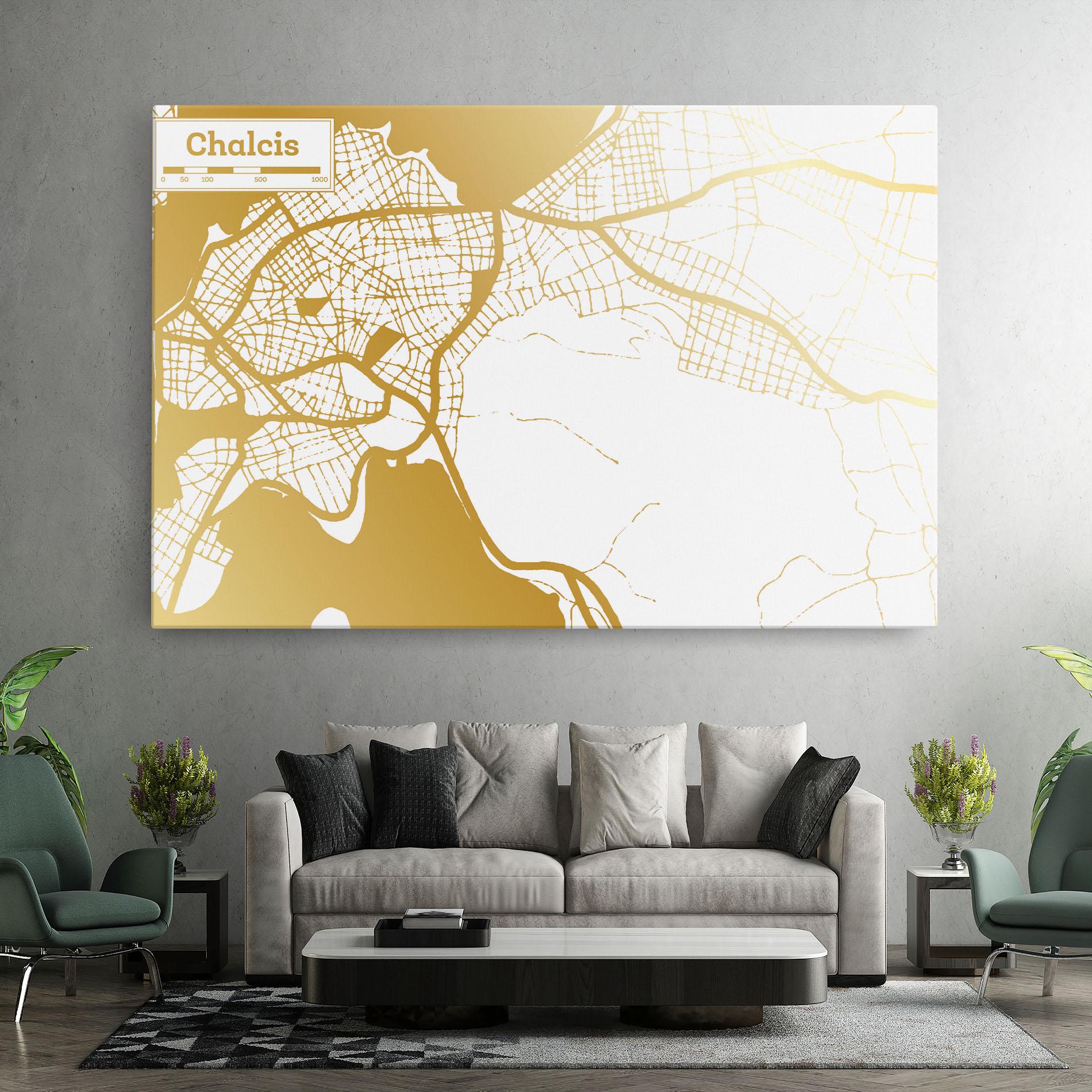 Leinwandbild Chalcis Gold Map mockup 7