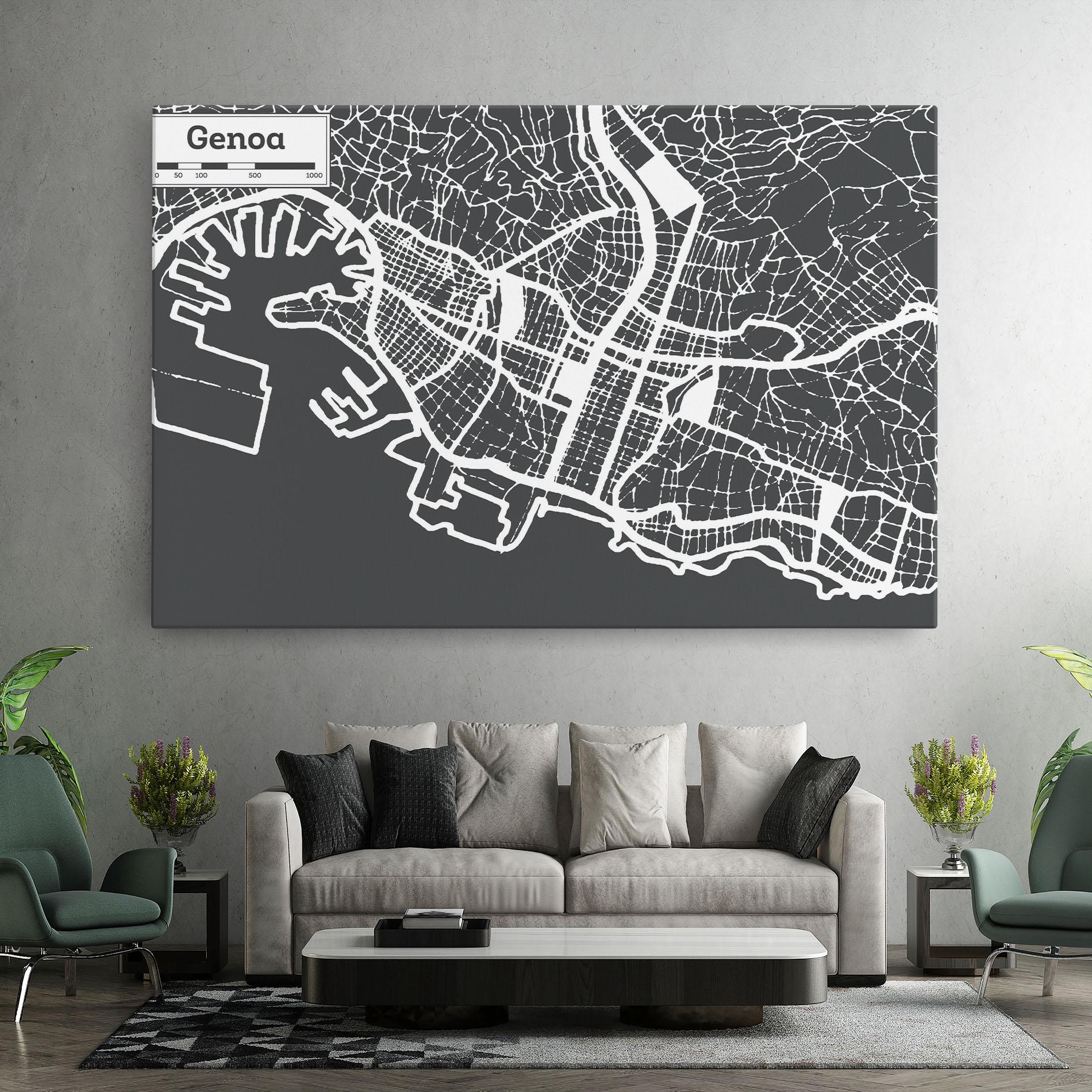 Leinwandbild Genoa Map mockup 7