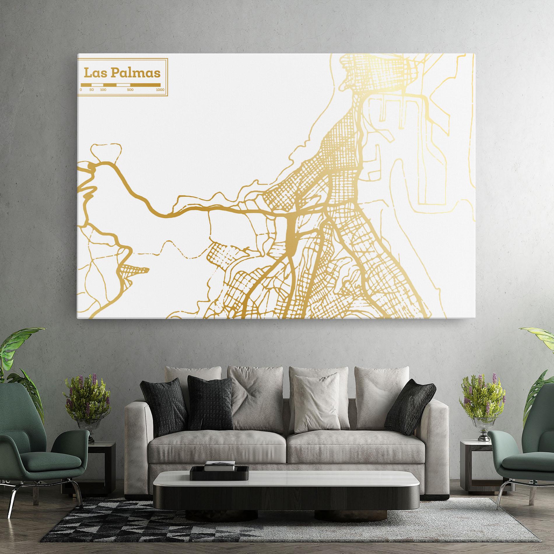 Leinwandbild Las Palmas Gold Map mockup 7