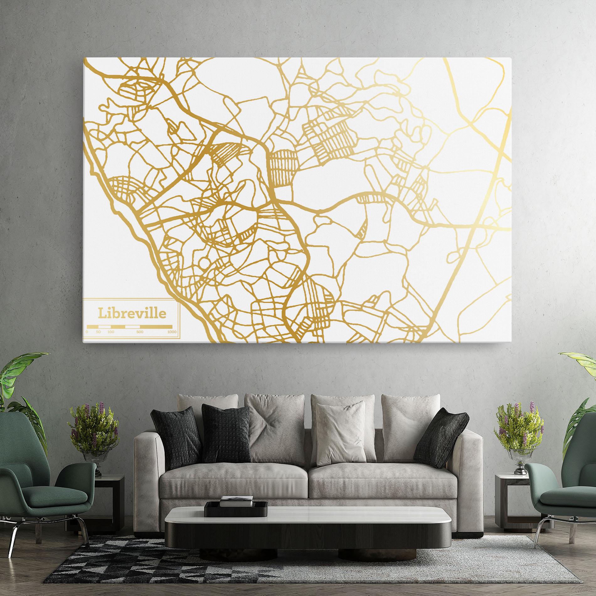 Leinwandbild Libreville Gold Map mockup 7